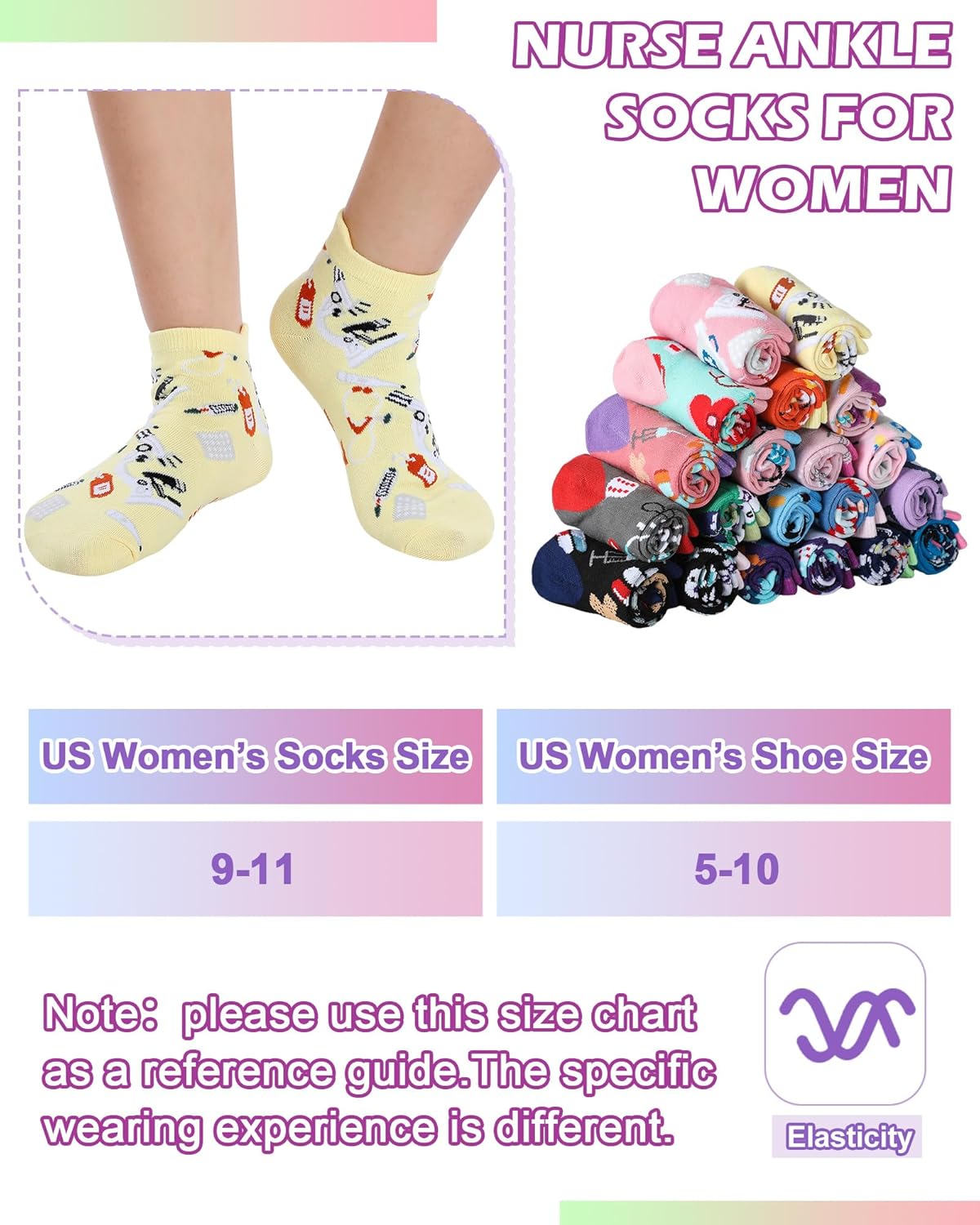 100 Pairs Valentine's Day Novelty Nurse Gift Socks for Women Cotton Ankle Socks Bulk for Nursing Appreciation Gifts Favors