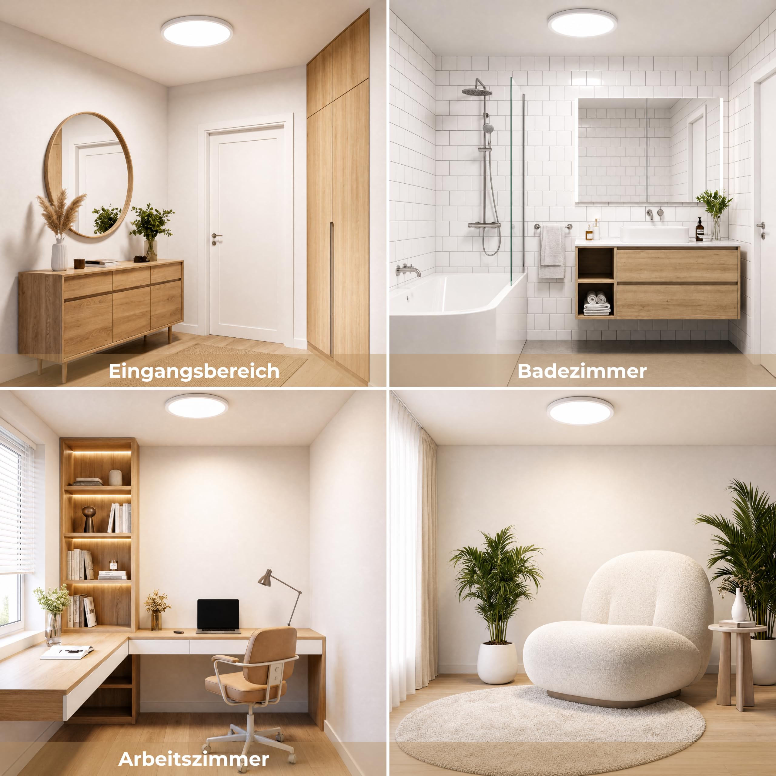 LQWELL® LED Plafoniera, IP44 Impermeabile Lampada da Bagno Rotonda Piatta 36W 4000K 3960LM Moderna Lampada Semplice Sottile per Soggiorno Camera da Letto Cucina Seminterrato Ufficio, 400 * 18mm