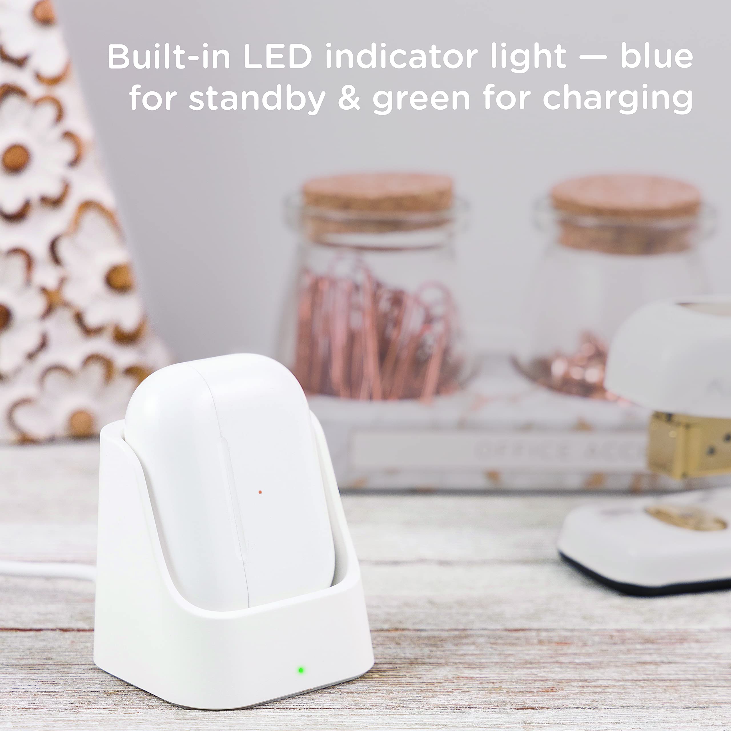Cordinate Stazione di ricarica wireless compatibile solo con AirPods e AirPods Pro, caricabatterie Qi da 5 W, auricolari, indicatore luminoso, ideale per casa o ufficio, cavo da USB-A a USB-C, bianco