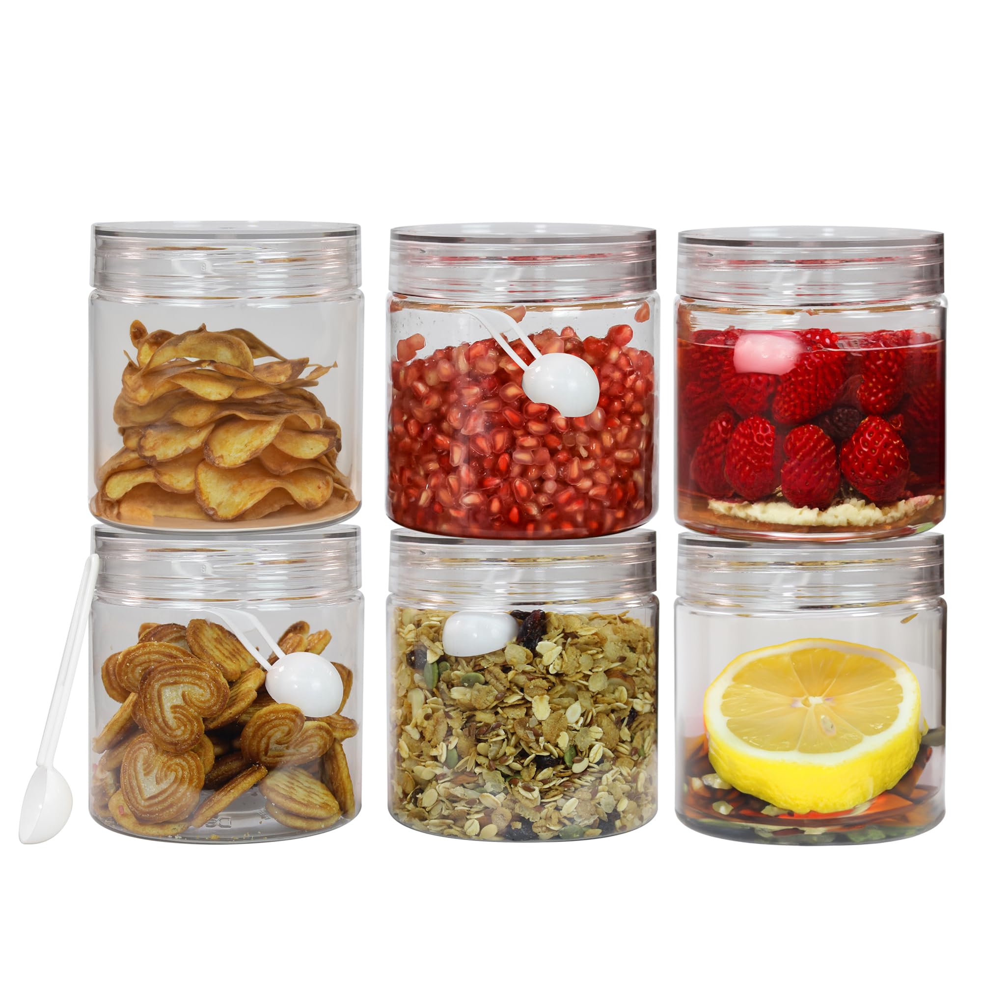 PEARLPET Tiffany Plastic Containers for Kitchen Storage | Plastic Container Set with Spoon | BPA-Free, Stackable Jars | Transparent, 750 ML (Set of 6) (B0CCNXZQ9P) Amazon Price History, Amazon Price Tracker