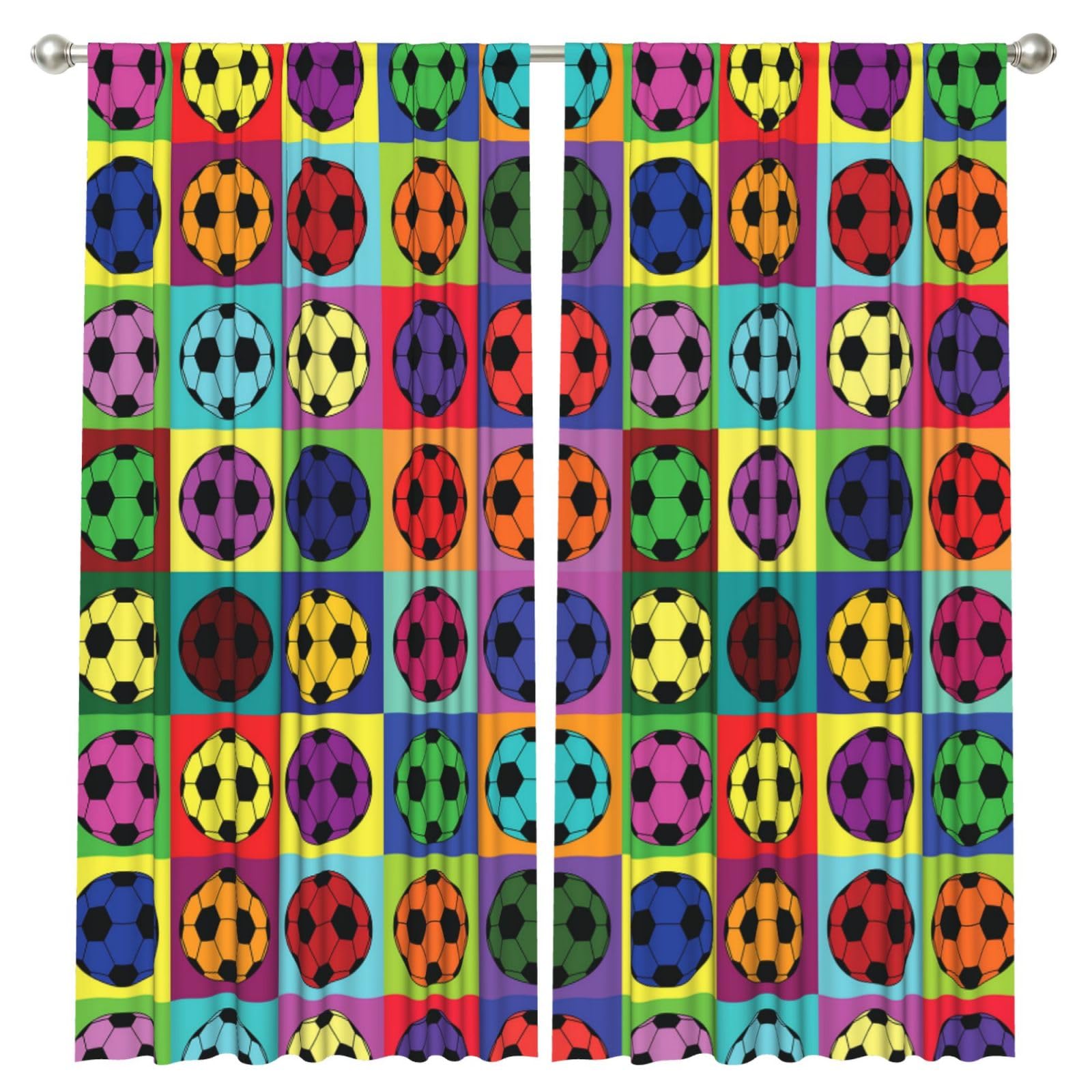 InOmak Colorful Football, 2 Panels Window Curtains 52 x 84 Inch Blackout Curtains for Living Room Bedroom