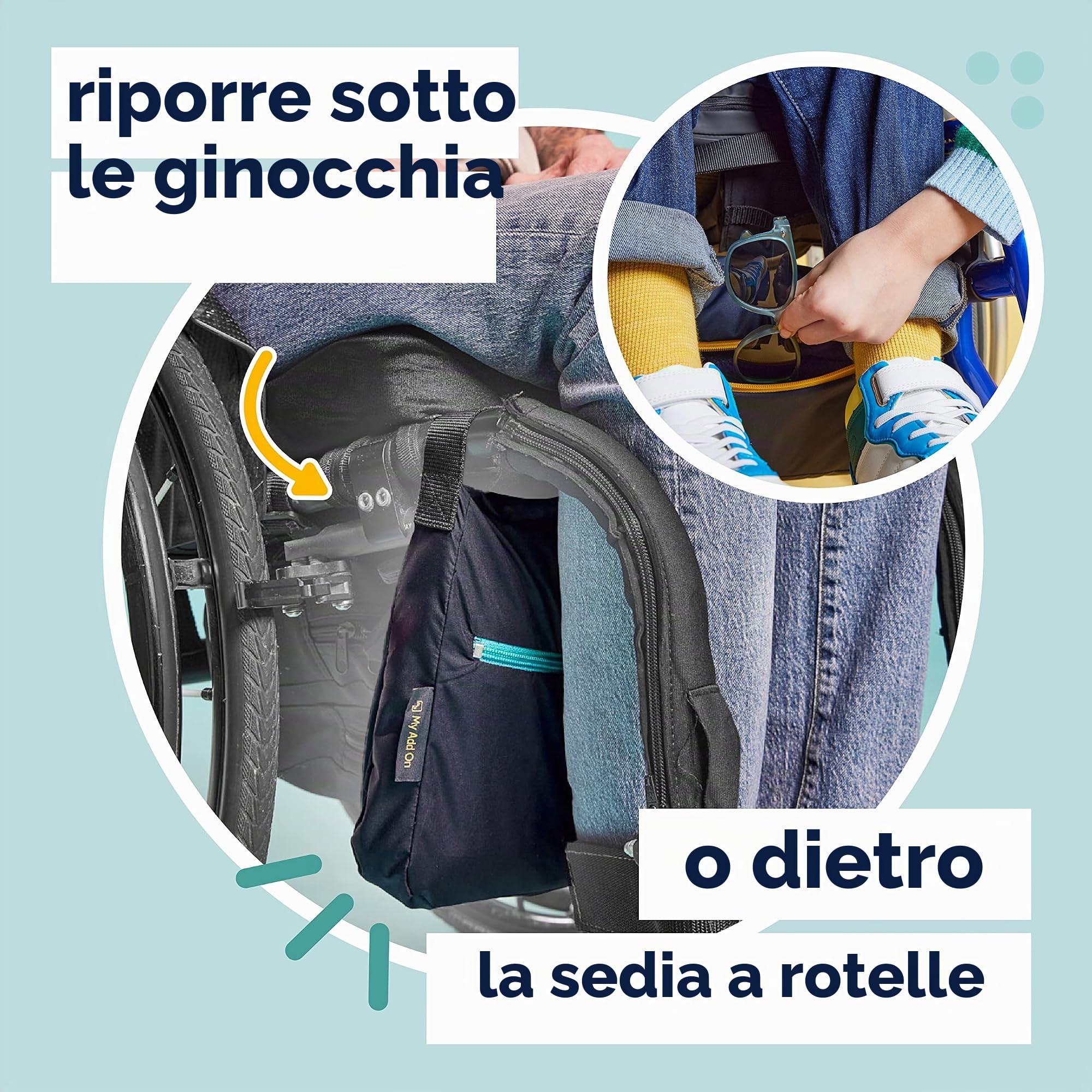myBlanket Coperta per Sedia a Rotelle Estate - Coprugambe Impermeabile al Vento e alla Pioggia, Leggera e Compatta per Utenti di Sedie a Rotelle Manuali ed Elettriche - Cotone (S-M)