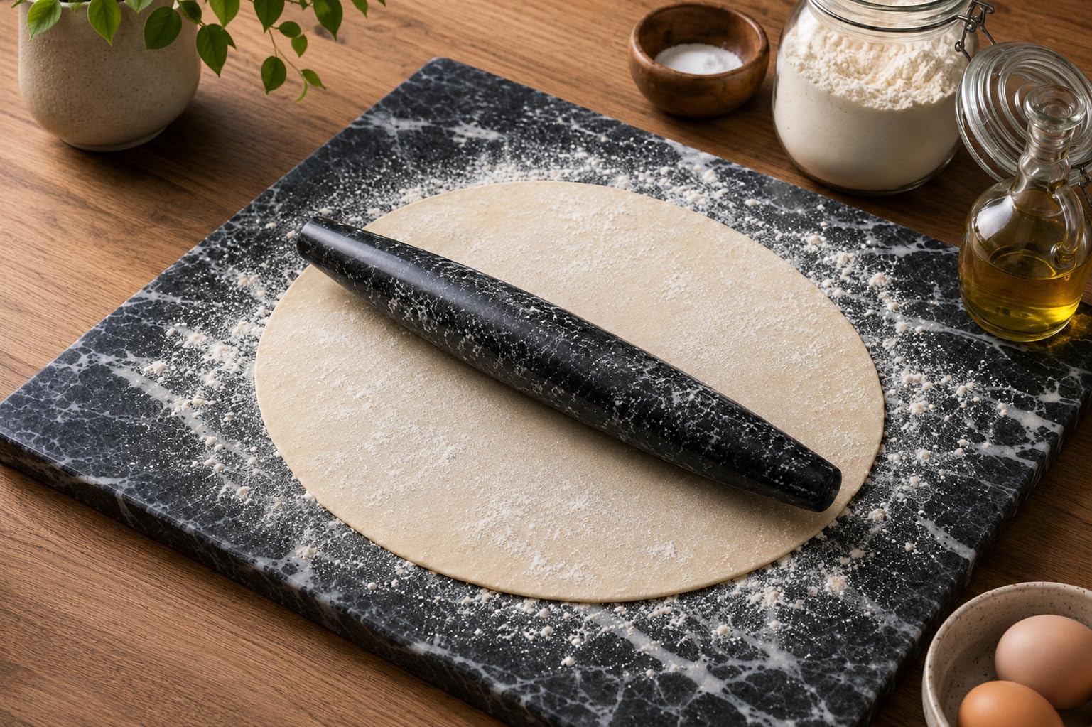 Mármol Kraft Marblous 12.5 pulgadas Negro French Rolling Pin de mármol multicolor y Rolling Pins para hornear, accesorios de hornear o rodillo de masa para panaderos y chef. (Negro)