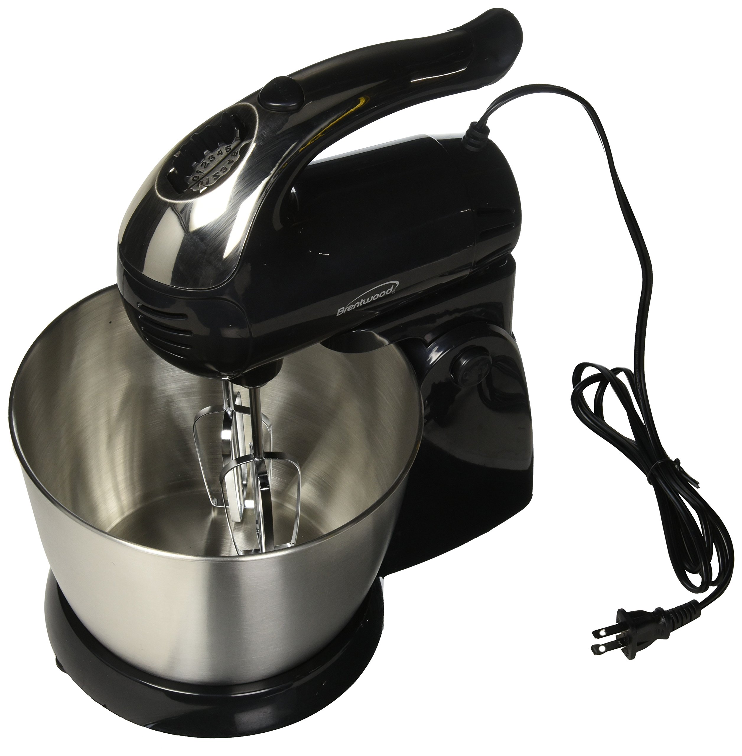 BrentwoodAppliances SM-1153 5-Speed Stand Mixer with Stainless Steel Bowl, 12.00In. X 8.40In. X 8.00In, Black