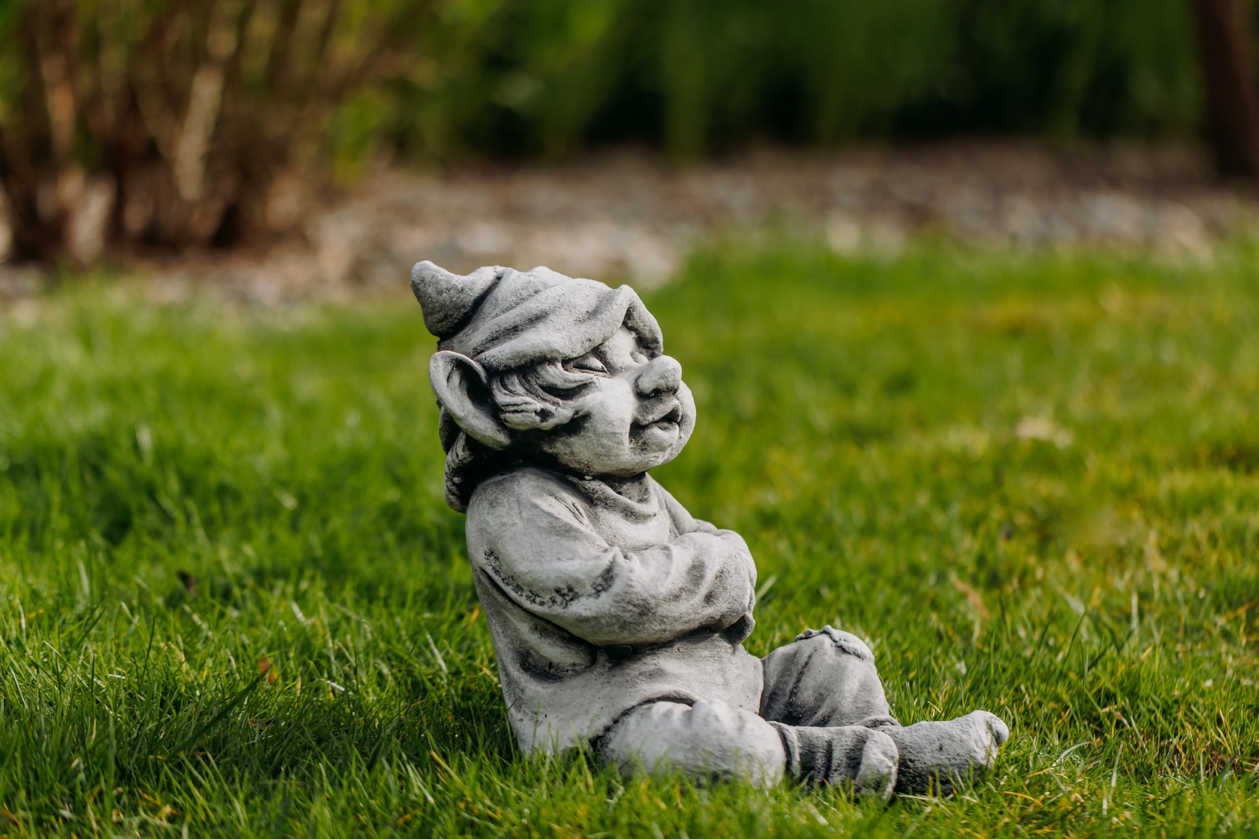 gartendekoparadies.de Figure de Pierre Massive GNOME Amusant « J’AI Froid »Troll Lutin en Pierre reconstituée, résistant au Gel
