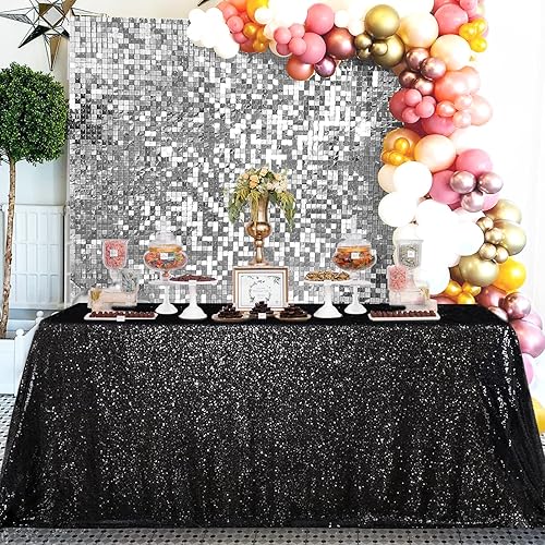 Miniatura 1 de Mantel rectangular de lentejuelas de 90 x 132 pulgadas, sin costuras, para decoración de fiestas, bodas, cumpleaños, despedida de soltera, color