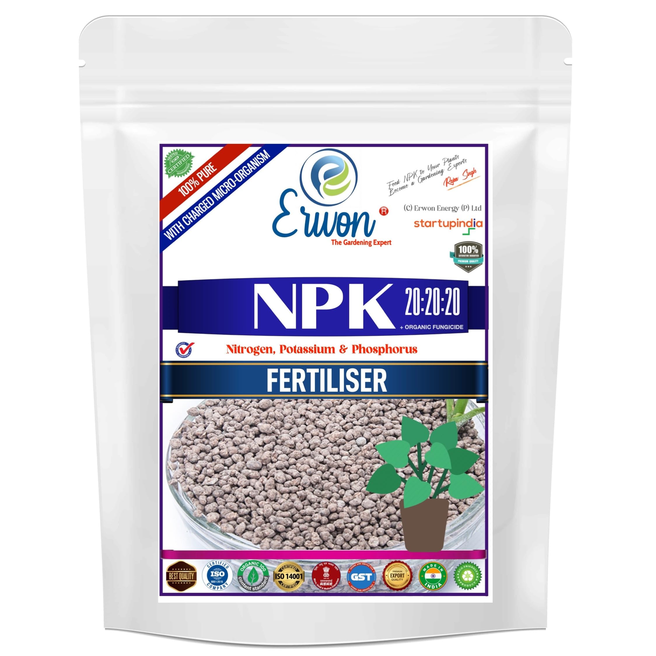 NPK 20:20:20 Nitrogen Potassium Phosphorus Fertilizer, Pure, Premium Powerful Fertilizer For Overall Growth Of Plants (900 Gm), Powder Form