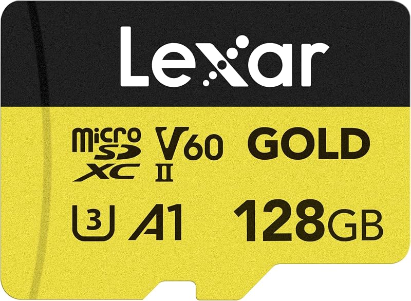 128GB Gold Micro SD Card, 280MB/s Read, 4K, V60, UHS-II, A1 | Compatible w/ Drones, Action Cameras, UHS-II Portable Gaming Devices, LMSGOLD128G-BNNNG