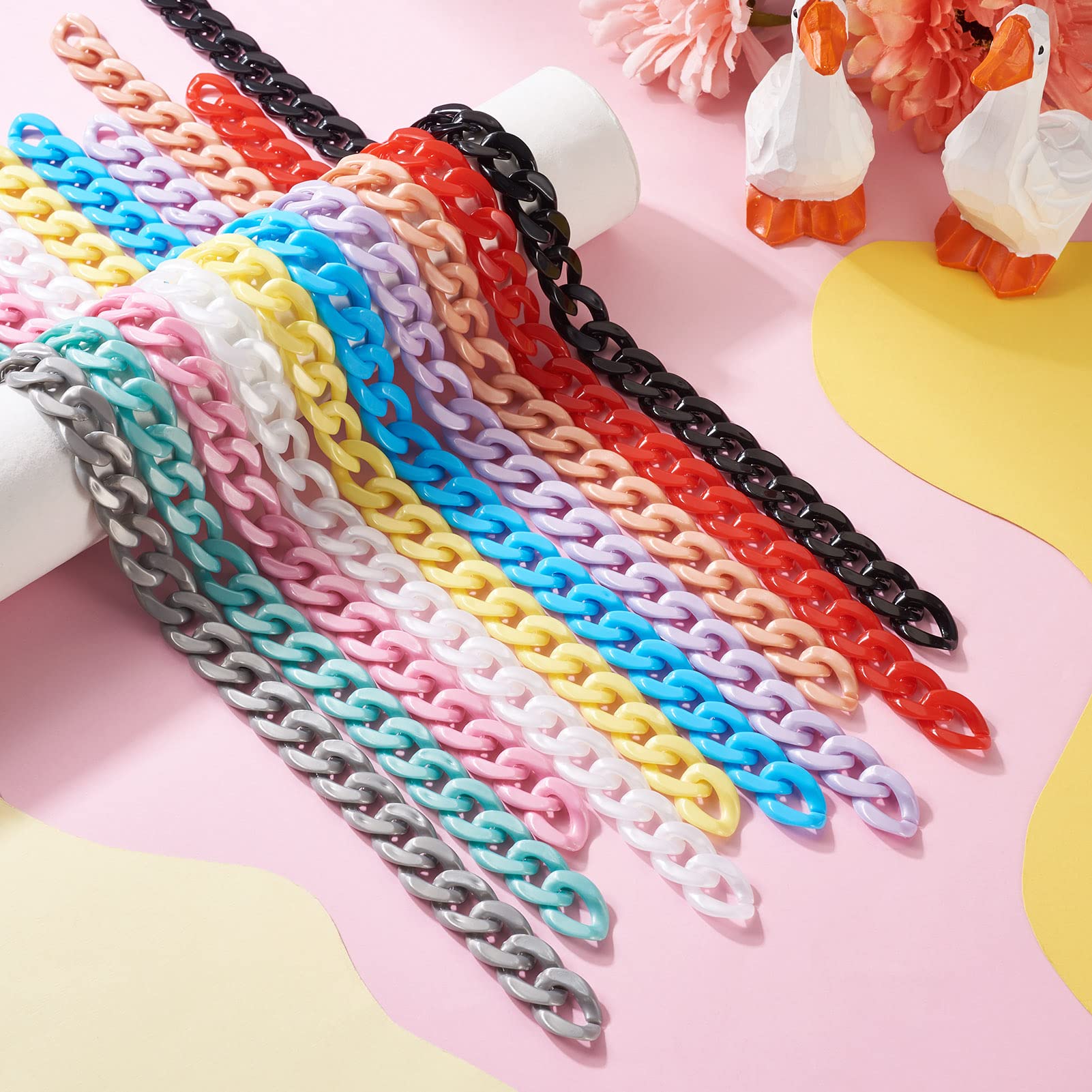 «770»♥️専用ページ♥️アクリルチェーン一粒の耳飾り*多面カットの煌めき* Amazon | Beadthoven アクリルチェーン 幅16.5mm 10本入り 10色 喜平