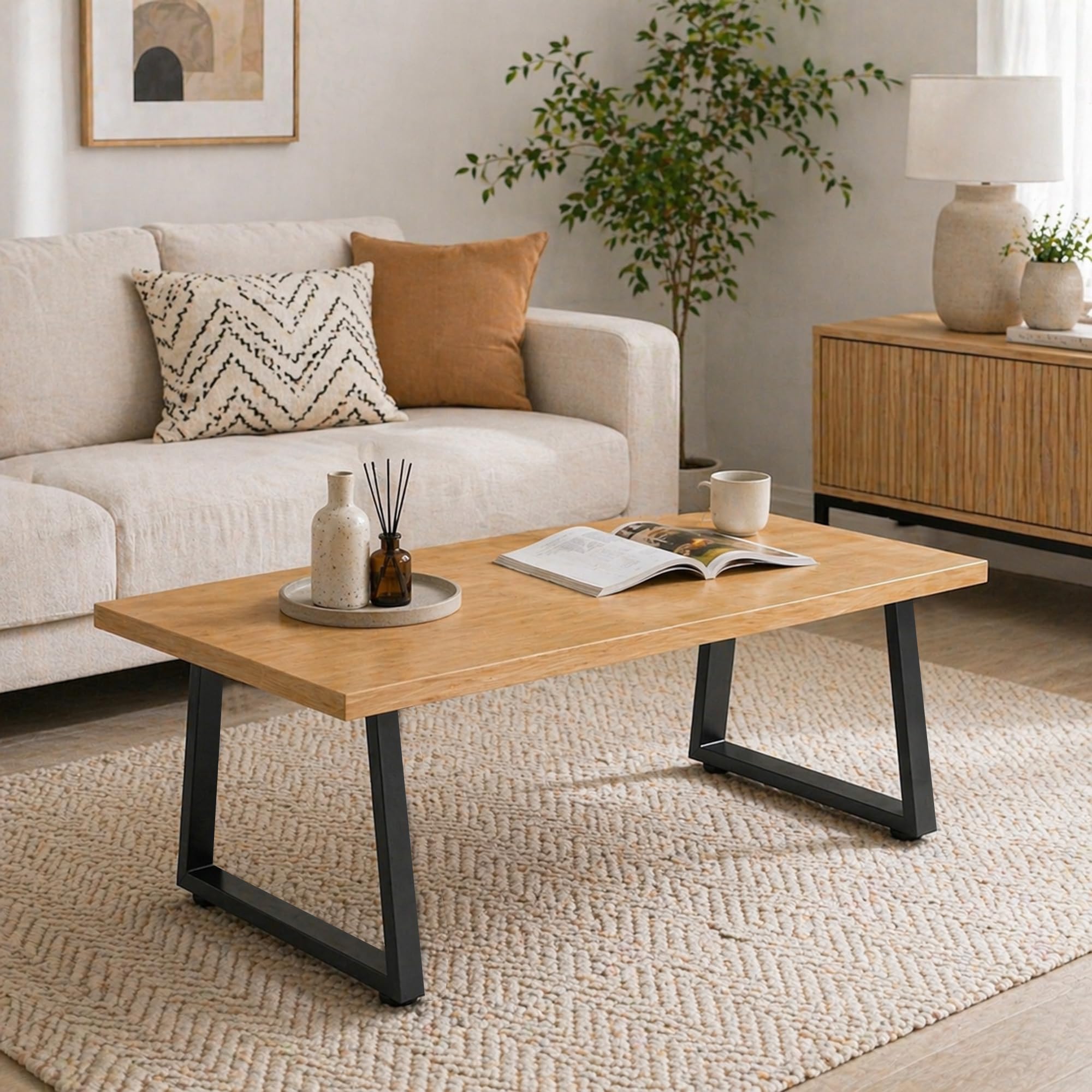 HOMCOM Set 2 Gambe per Tavolo Trapezoidali in Acciaio 60x10x43 cm Nero | Gambe per Mobili, 12 Fori, 12 Viti, 4 Piedini Regolabili, Stile Industriale, Capacità 75 kg, per Panca, Tavolino