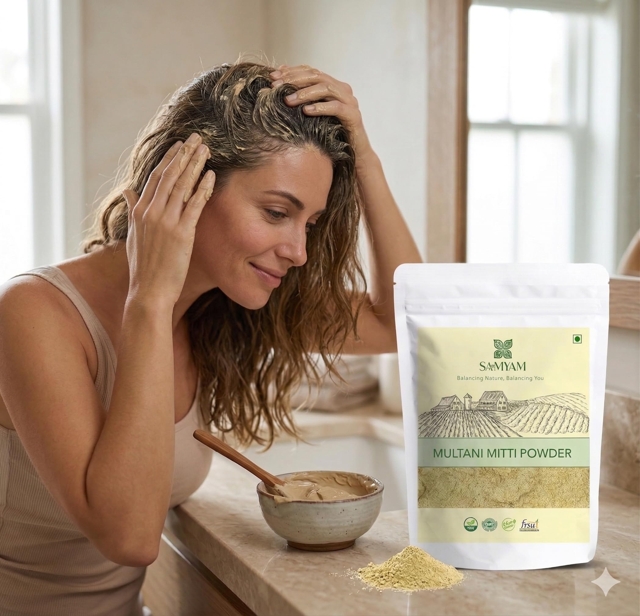 SAMYAM Polvere detergente per il viso Multani Mitti - 1 kg | Terra di Fuller, argilla bentonitica, argilla curativa indiana
