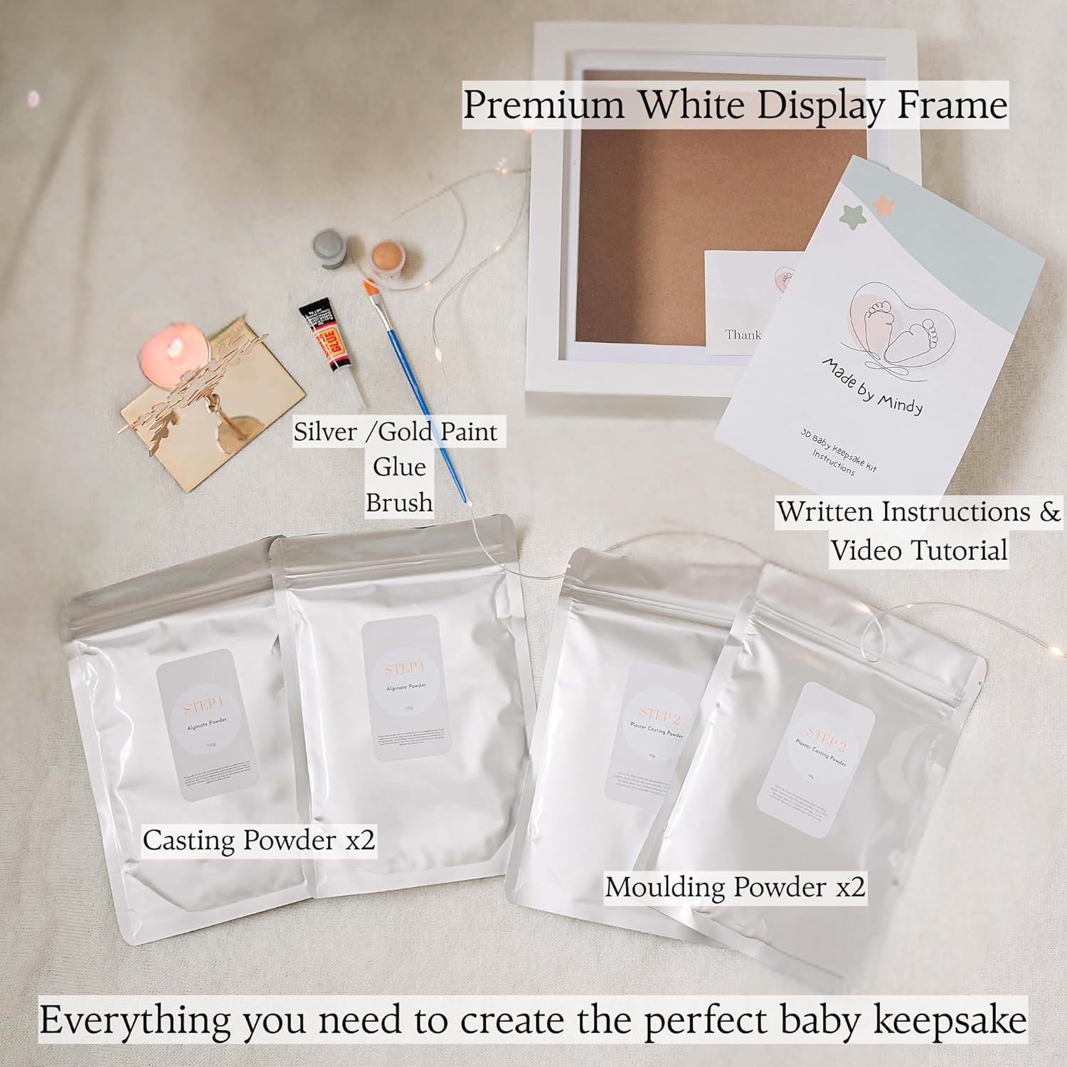 Baby Handprint and Footprint 3D Kit, Newborn keepsake For Newborn Boys & Girls, Baby Girl Gifts & Baby Boy Gifts, Personalised Baby Shower Gifts, Nursery Decor, Gifts for New Parents, Nursery Wall Art