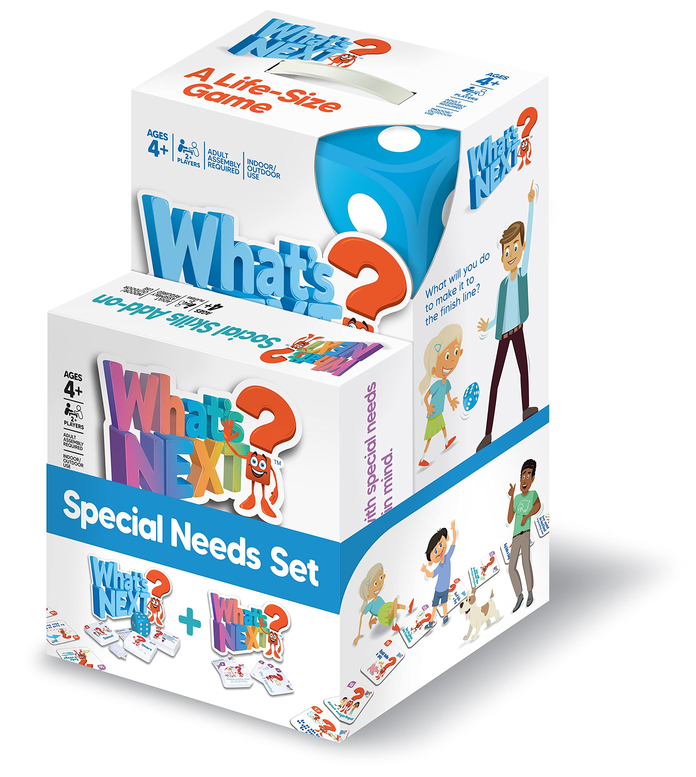 M&J Games What's Next? Special Needs Set, Jumbo Sized Inclusive Floor Board Game for Neurodivergent & Autistic Individuals, Activity to Improve Social Skills, Ages 4+, 35 Tiles, Giant Foam Die
