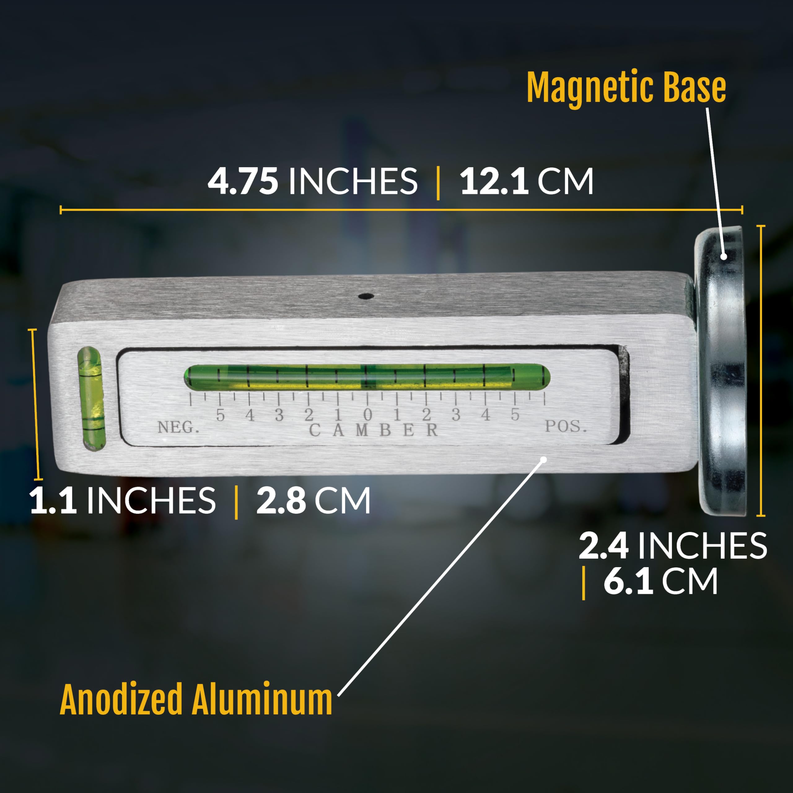 AutoSolo Jauge de Carrossage et Chasse Magnétique +6° à -6° - Outil d'Alignement de Roue pour Garage à Domicile