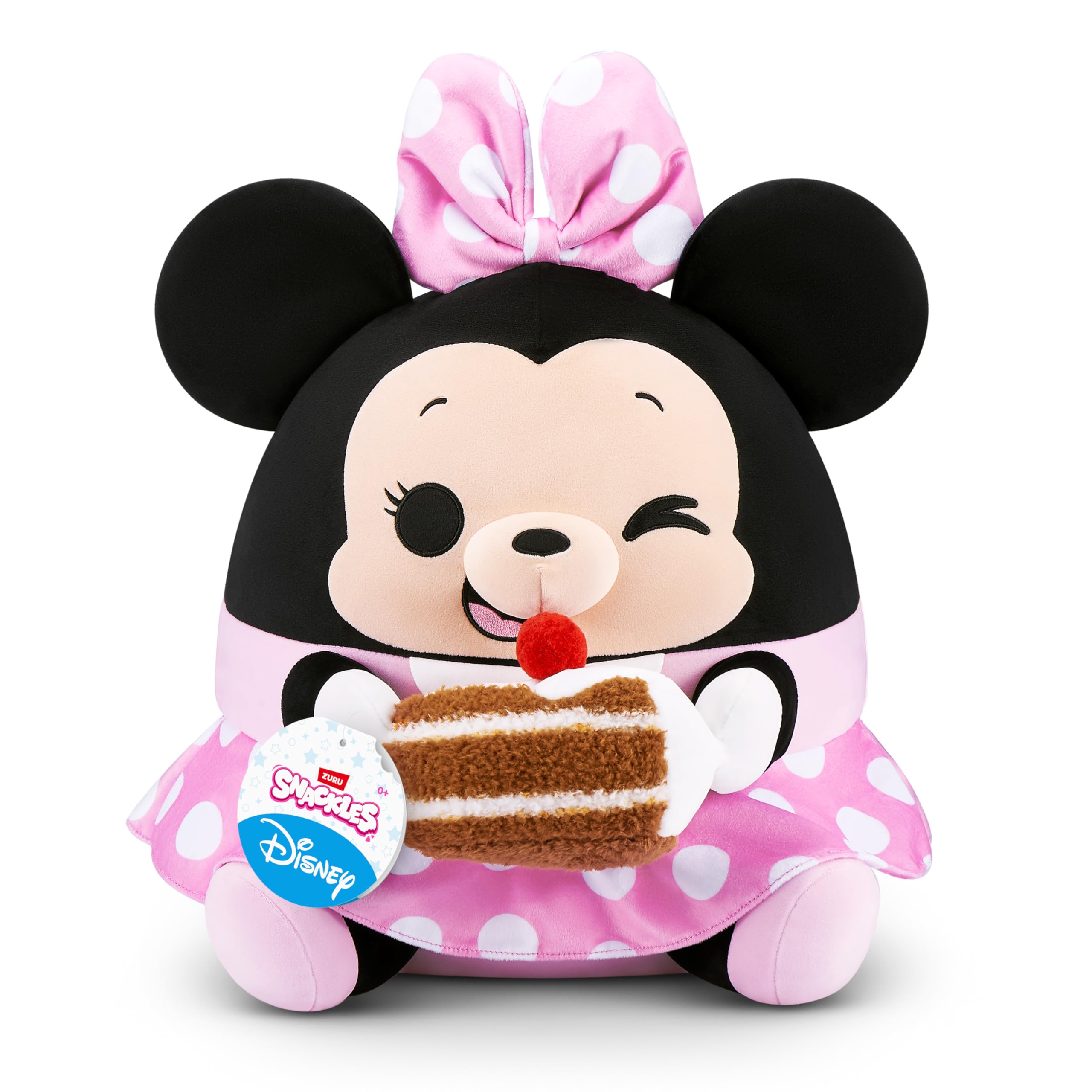 Snackles Disney 14-inch Plush Minnie&Chocolate cake (MINNIE) by ZURU, Plush with Snack Accessory