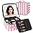 TANTO Makeup Bag With LED Mirror, Travel Makeup Case with Light up Mirror Large Cosmetic Case with 3 Color Lighted Portable Organizer Bag with Adjustable Dividers (Pink/White Stripes, Small)
