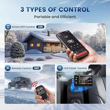 Diesel Heater 8KW, HBS1S Portable Diesel Air Heater with App Control, 10-Temperature Settings, 18% Boost in Burning Efficiency, Auto Start-Stop, and 110V AC 12V 24V DC, for Car, Campers, 2025 Upgraded