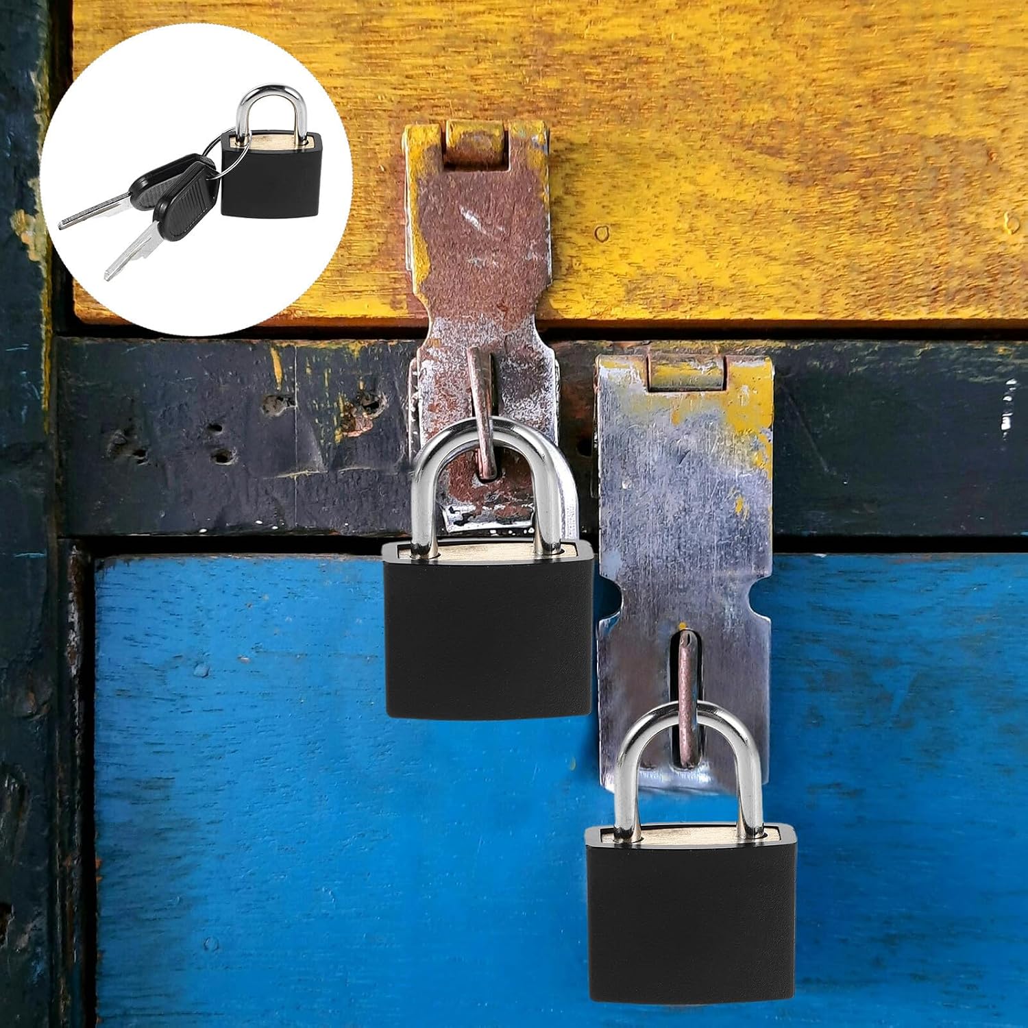 Didiseaon 2pcs Black Heavy Duty Cabinet and Suitcase Padlocks with Keys – Small Metal Locker Locks for Luggage, Travel Bags, Drawers, and Suitcase Security