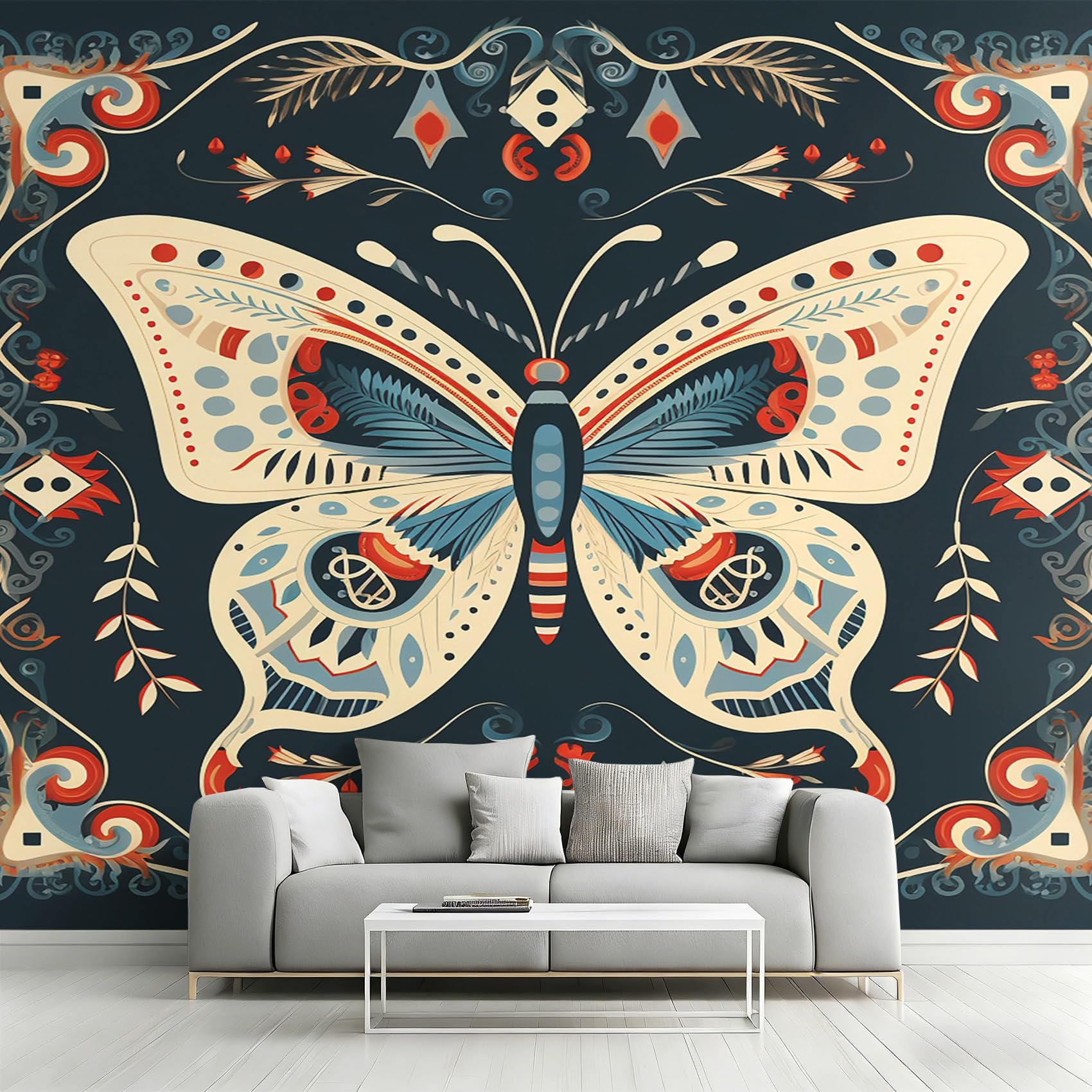 Papier Peint Panoramique Papillon de 366 x 254 cm pour Décoration Murale de Salon