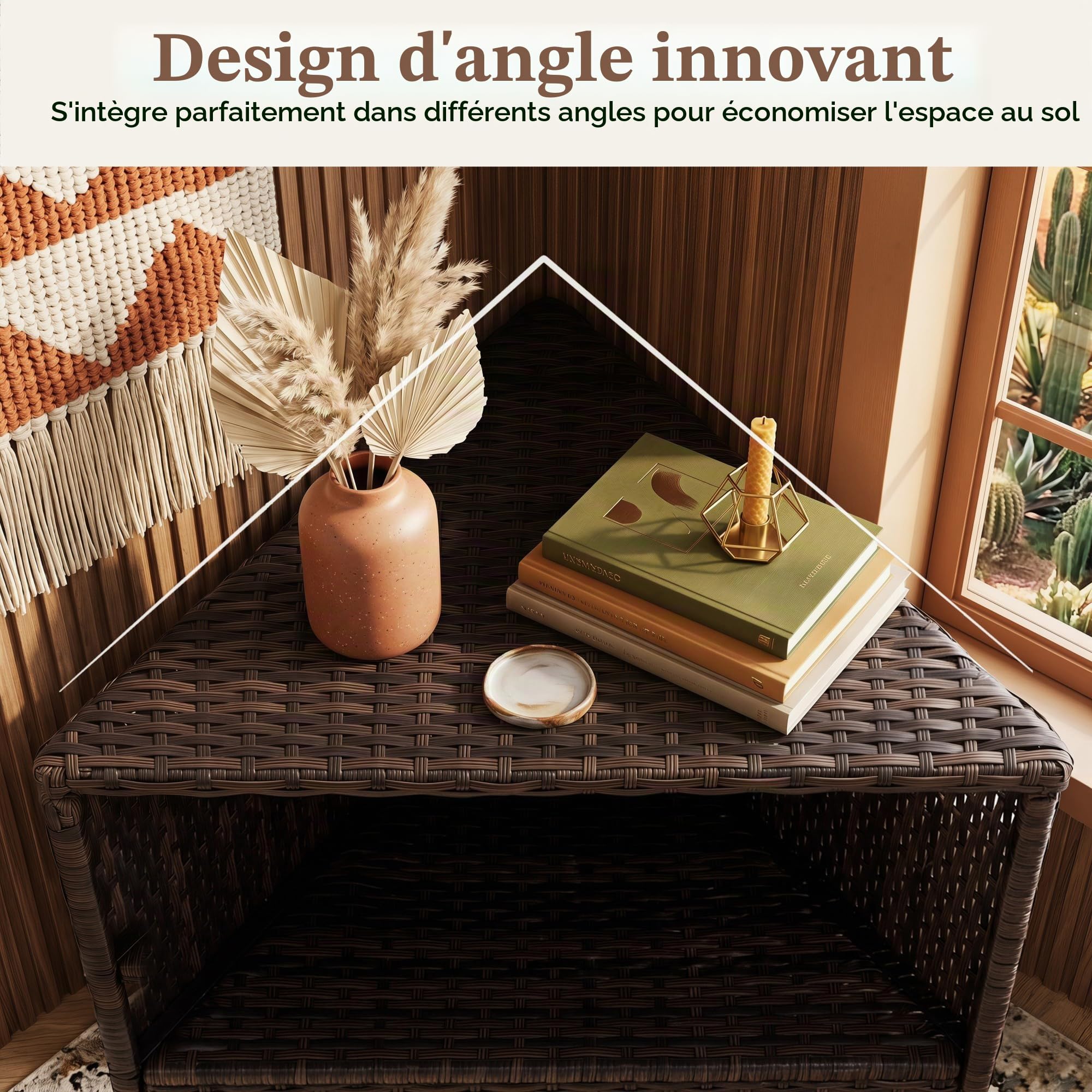 LIFEZEAL Armoire de Jardin en Rotin, Armoire d'angle avec Étagères
