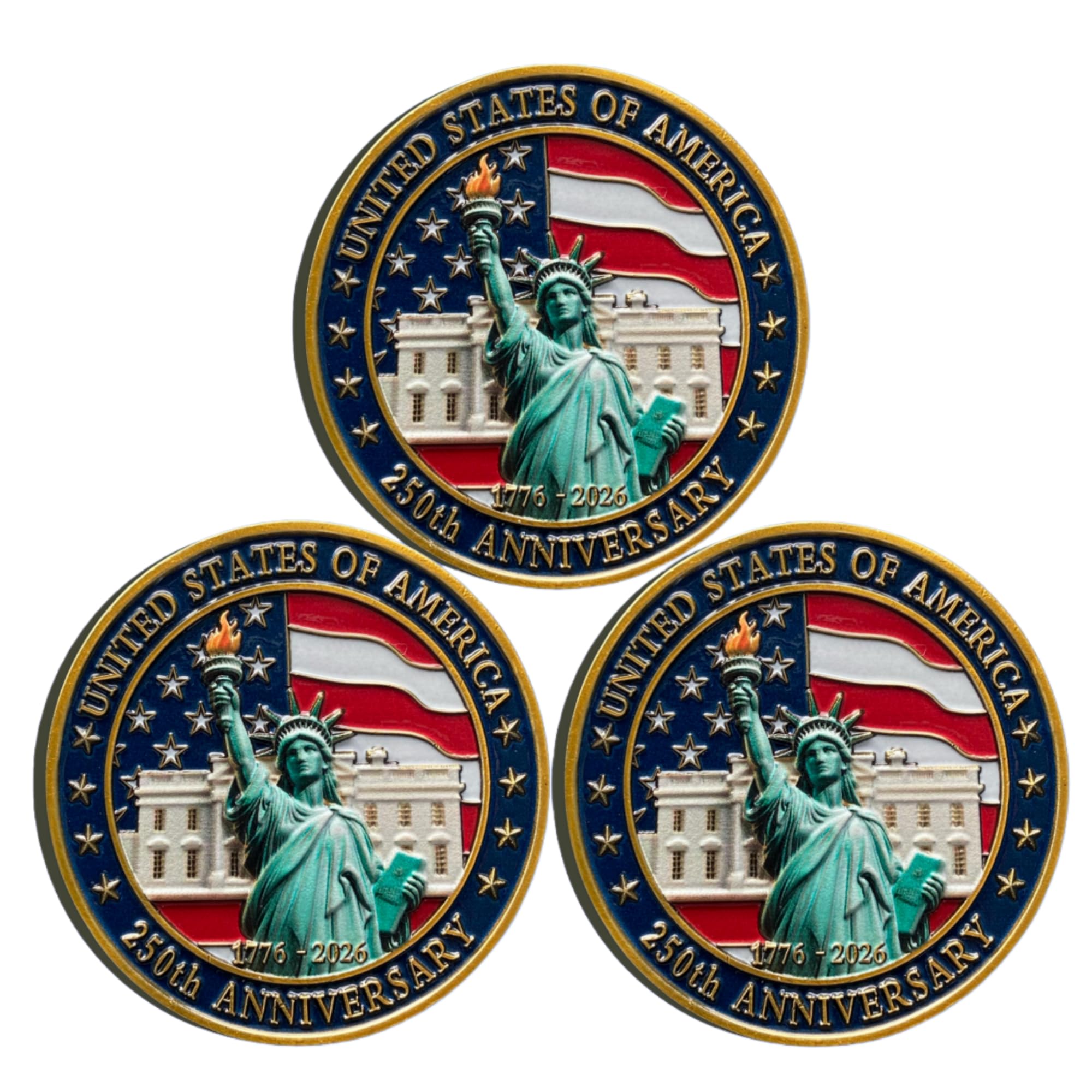 US 250th Anniversary Military Challenge Coin - Commemorative Collectible for Patriotic Celebrations, Gifts, and Historical Memorabilia (Pack of 3)