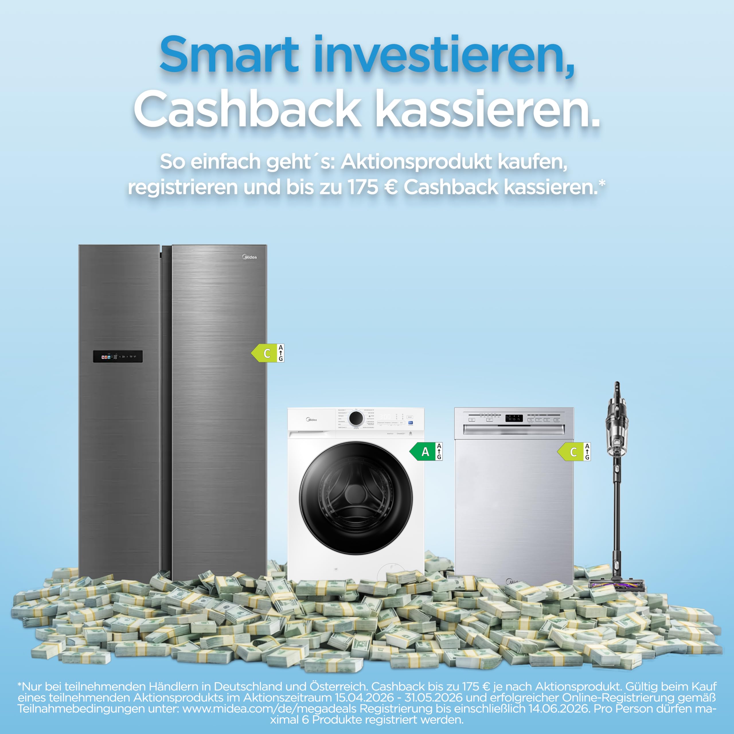 Midea MD20EH80WB-A3 Wärmepumpentrockner 8 kg Energieklasse C UV Hygience Knitterschutz Auto Dry Weiß