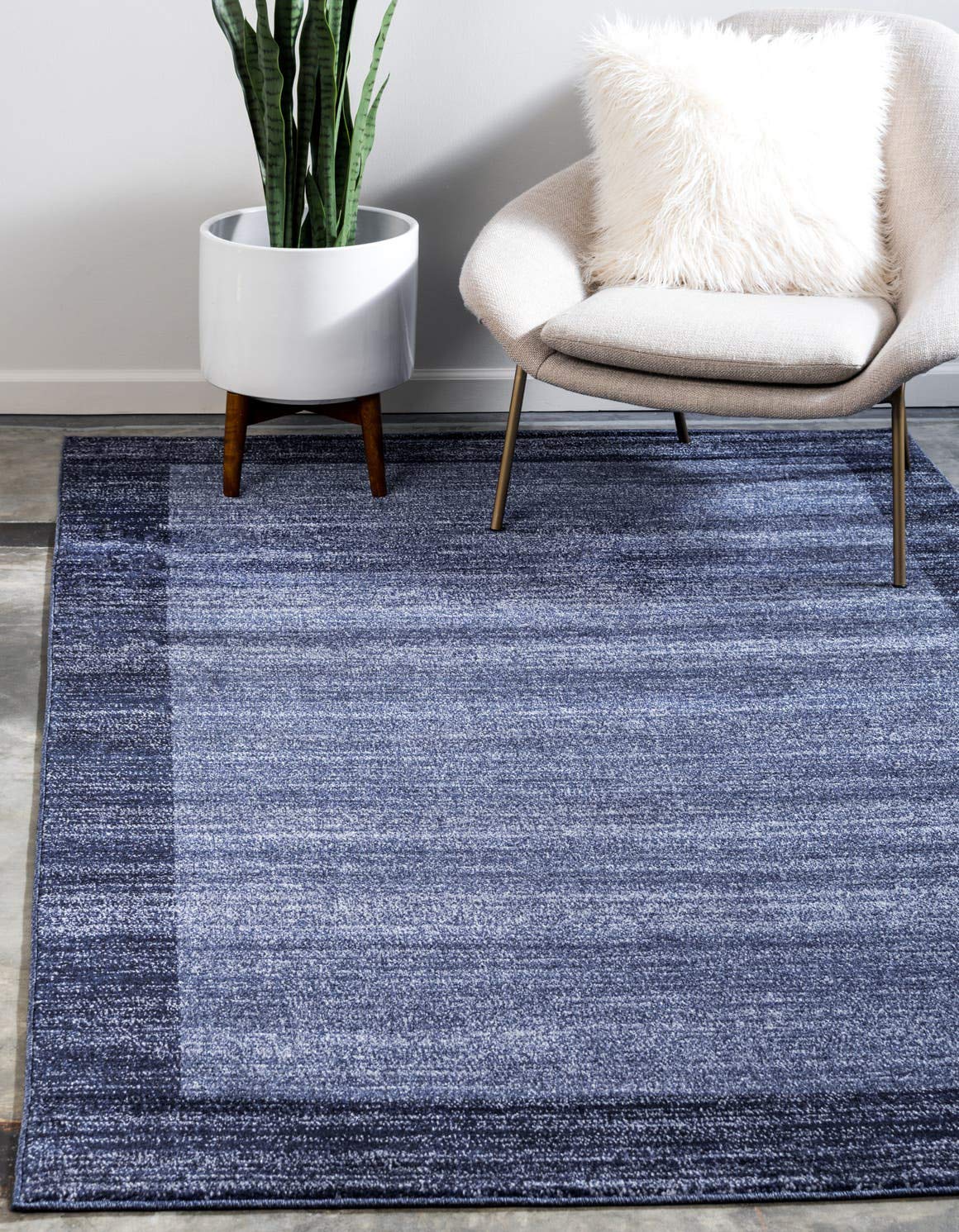 Unique Loom Del Mar Collection Area Rug - Abigail (7' 1" x 10' Rectangle, Navy Blue/ Blue)