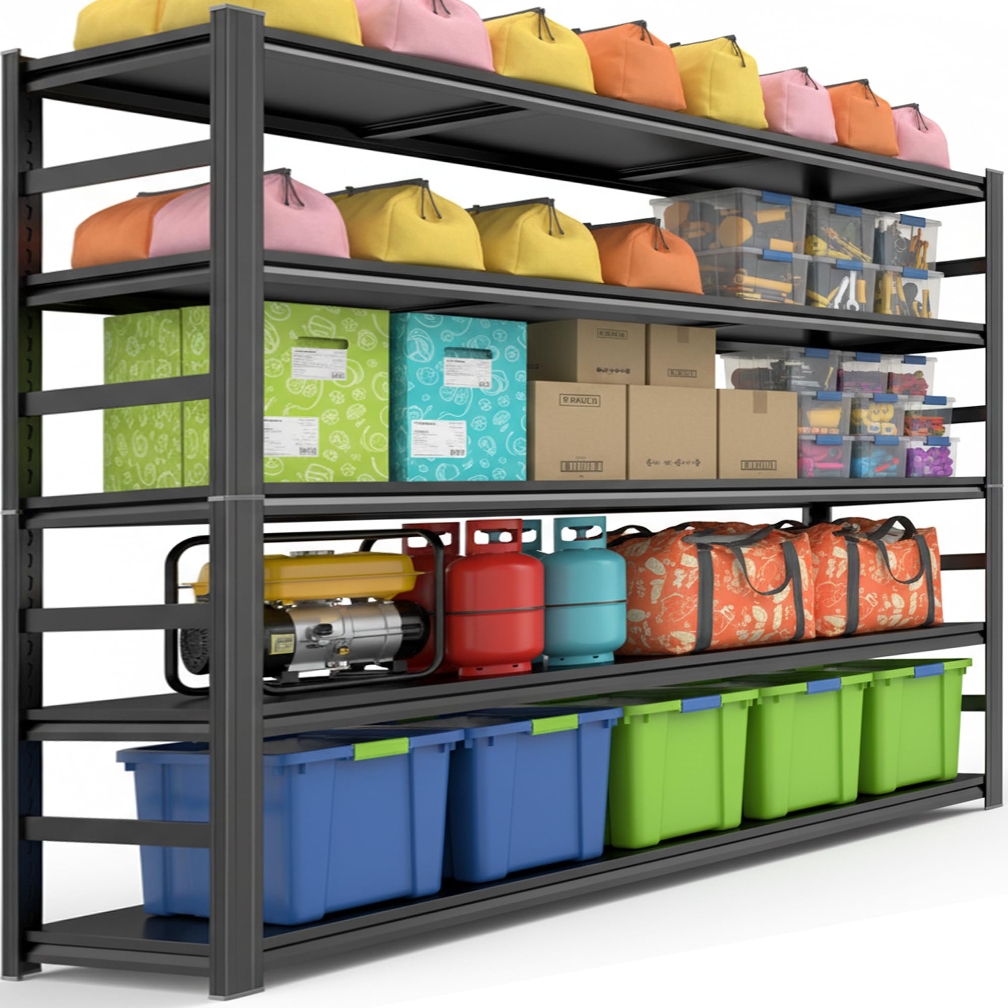 FlyDzrewt Garage Shelving,2-in-1 Adjustable Storage Shelves with Guard