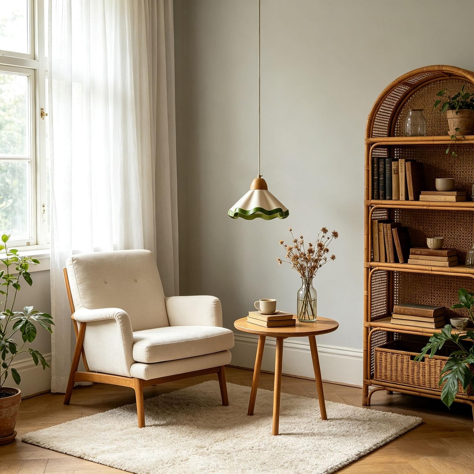Lampada a sospensione con paralume in resina verde Wave Edge