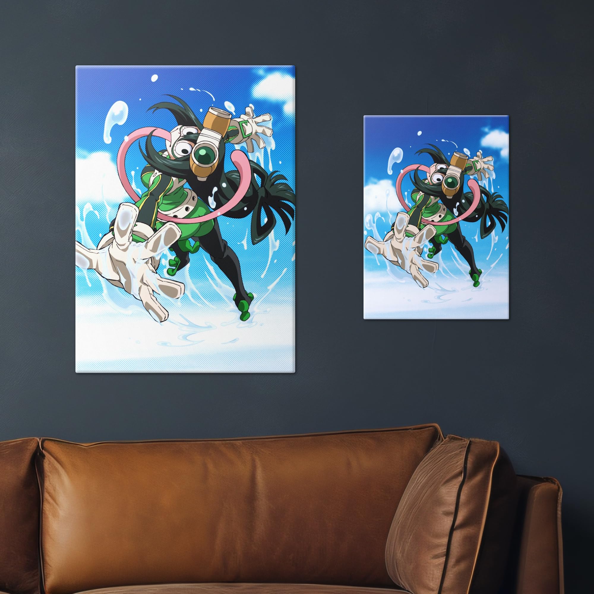 Displate Metall poster My Hero Academia MHA Season 4: Tsuyu Größe M | Bilder Wanddeko Wohnzimmer & Schlafzimmer Wandbilder, Geschenk. Wandkunst mit Magnet-Befestigung, ohne Bohren.