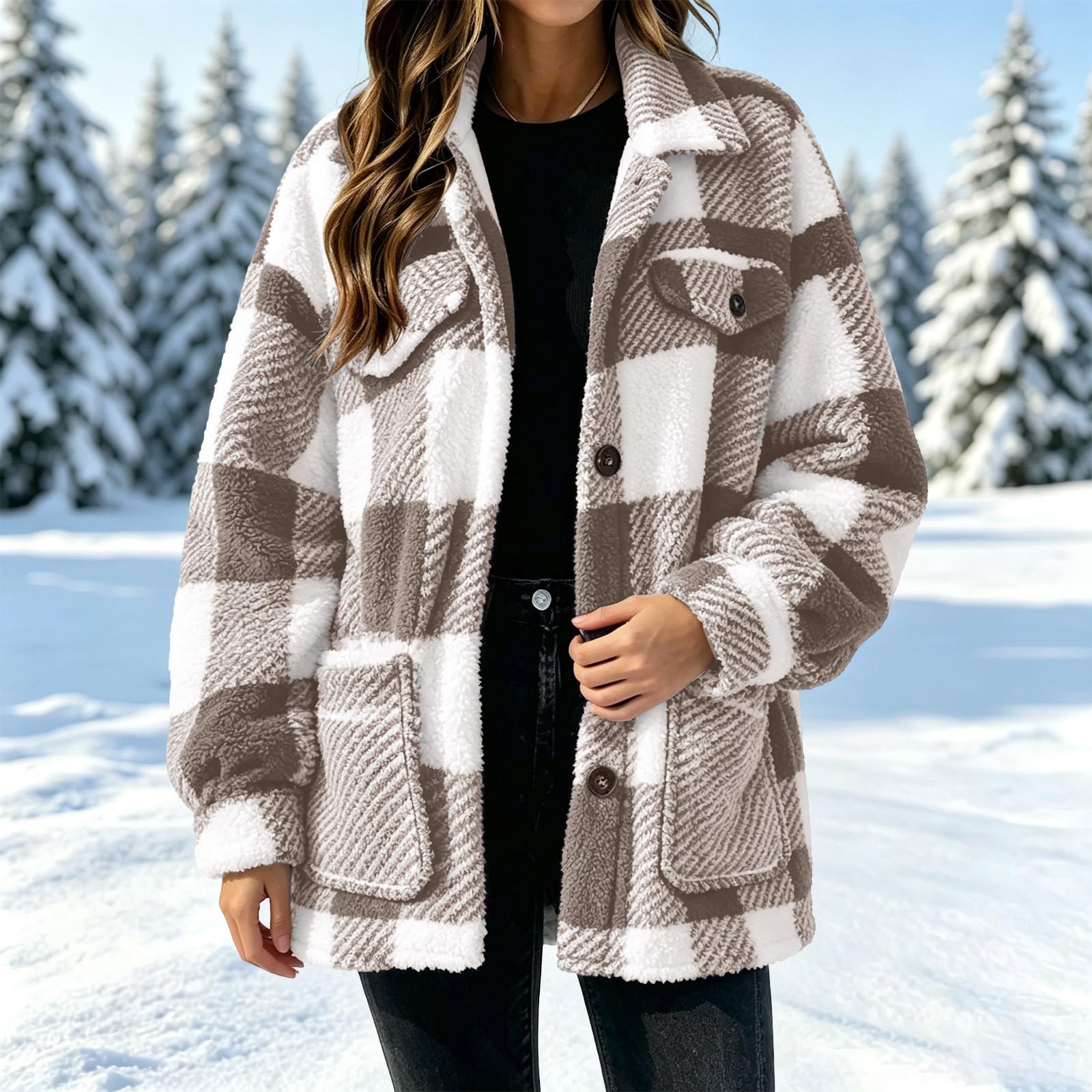 Teddyjacke Damen Fleecejacke Sherpa Wintermantel Teddyfleece Jacke