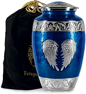 Blue Cremation Urn for Adult Human Ashes Male and Female