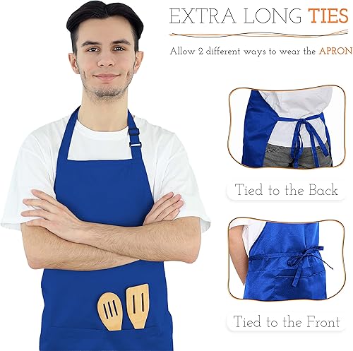 Miniatura 7 de Delantal de chef unisex, delantal profesional, resistente, transpirable, correas grandes y bolsillos grandes.