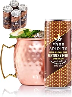 Free Spirits Zero Proof Kentucky Mule, Bold Bourbon Style Non-Alcoholic Ready-to-Drink Mocktail, Low Calorie, Made In The USA, 8.4 fl oz, Pack of 4