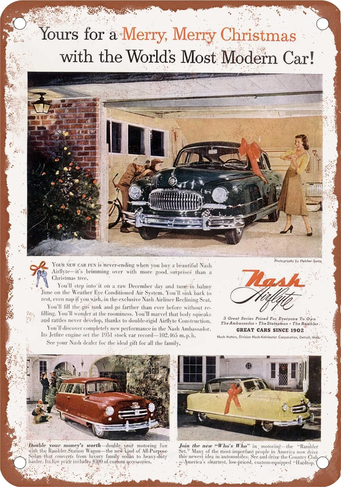 Miaomansenstore Metal Sign - 1951 Nash Vintage Ad 07 - Old Retro Rusty Look Home Decor
