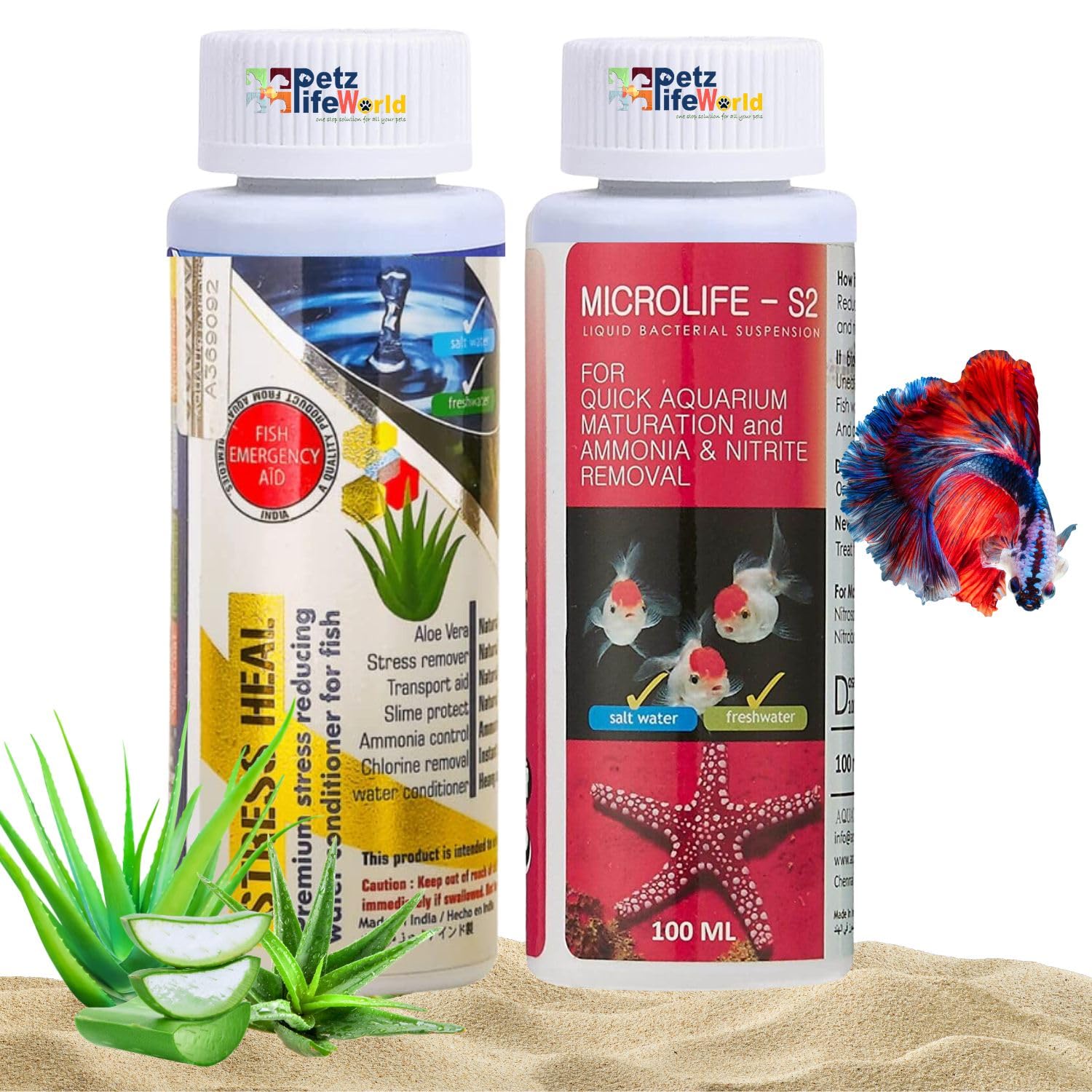 Aquatic Remedies (Pack of 2) Stress Heal-100ml & MIcrolife S2-100ml Aquarium Water Condiitoner (B0CKXTN21J) Amazon Price History, Amazon Price Tracker