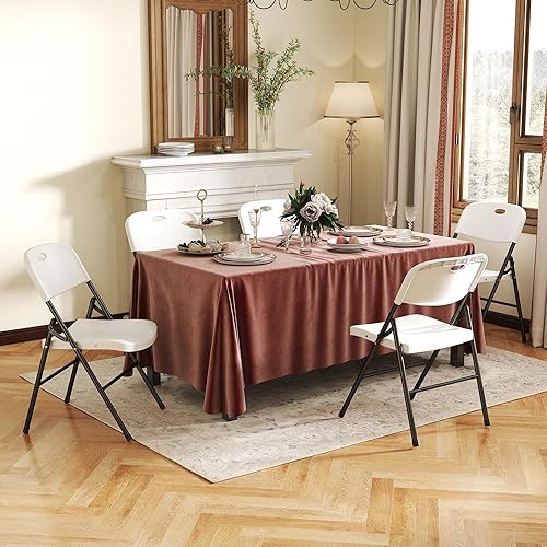 Miniatura 5 de Paquete de 6 Sillas Plegables, Límite de Peso de 800 libras, Silla Plegable de Plástico Resistente Portátil para Eventos en Interiores y Exteriores