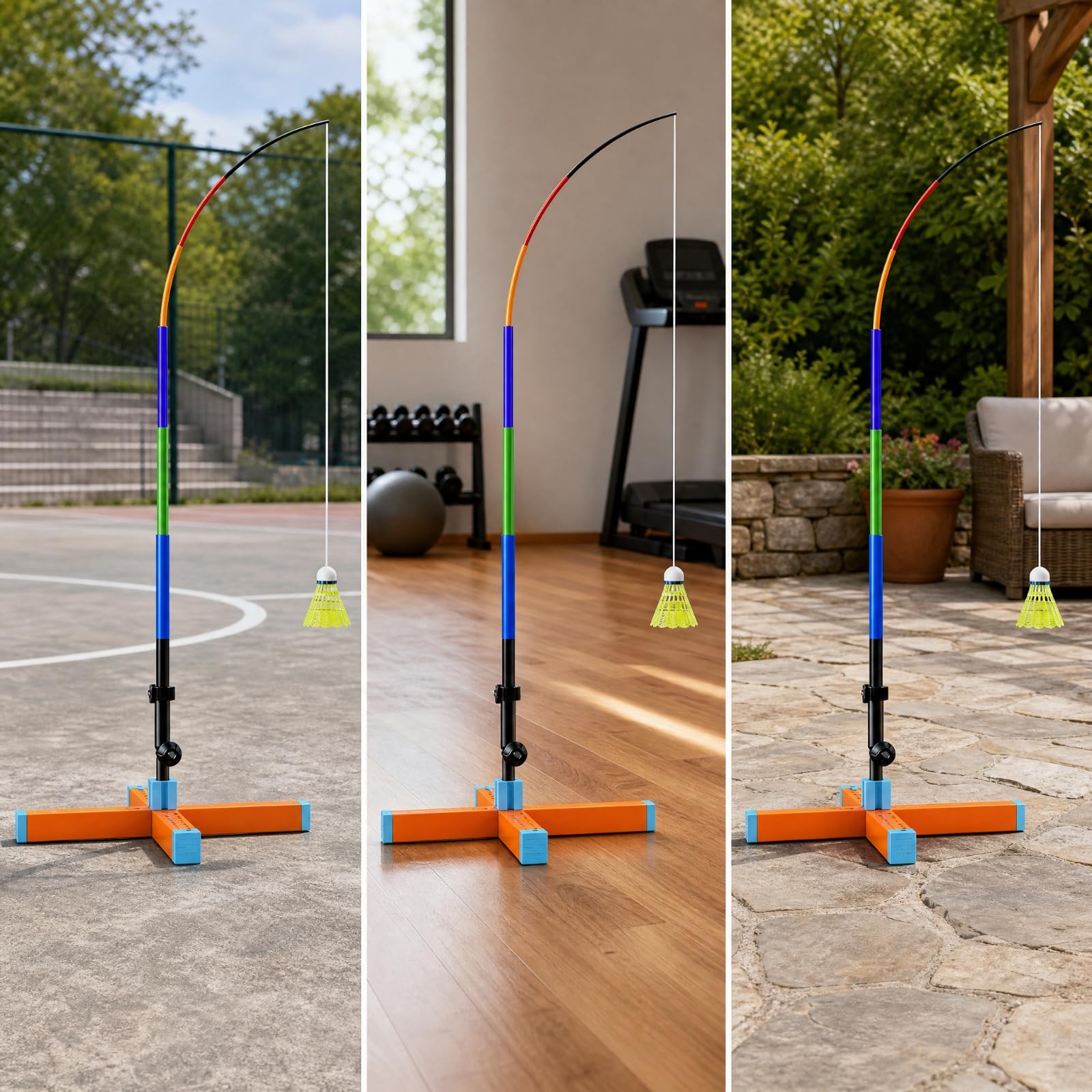 harayaa Entrenador Bádminton con Raqueta y Cordón Elástico Portátil Plástico y Nailon Estable Resisn Al Viento para Adultos, Patio