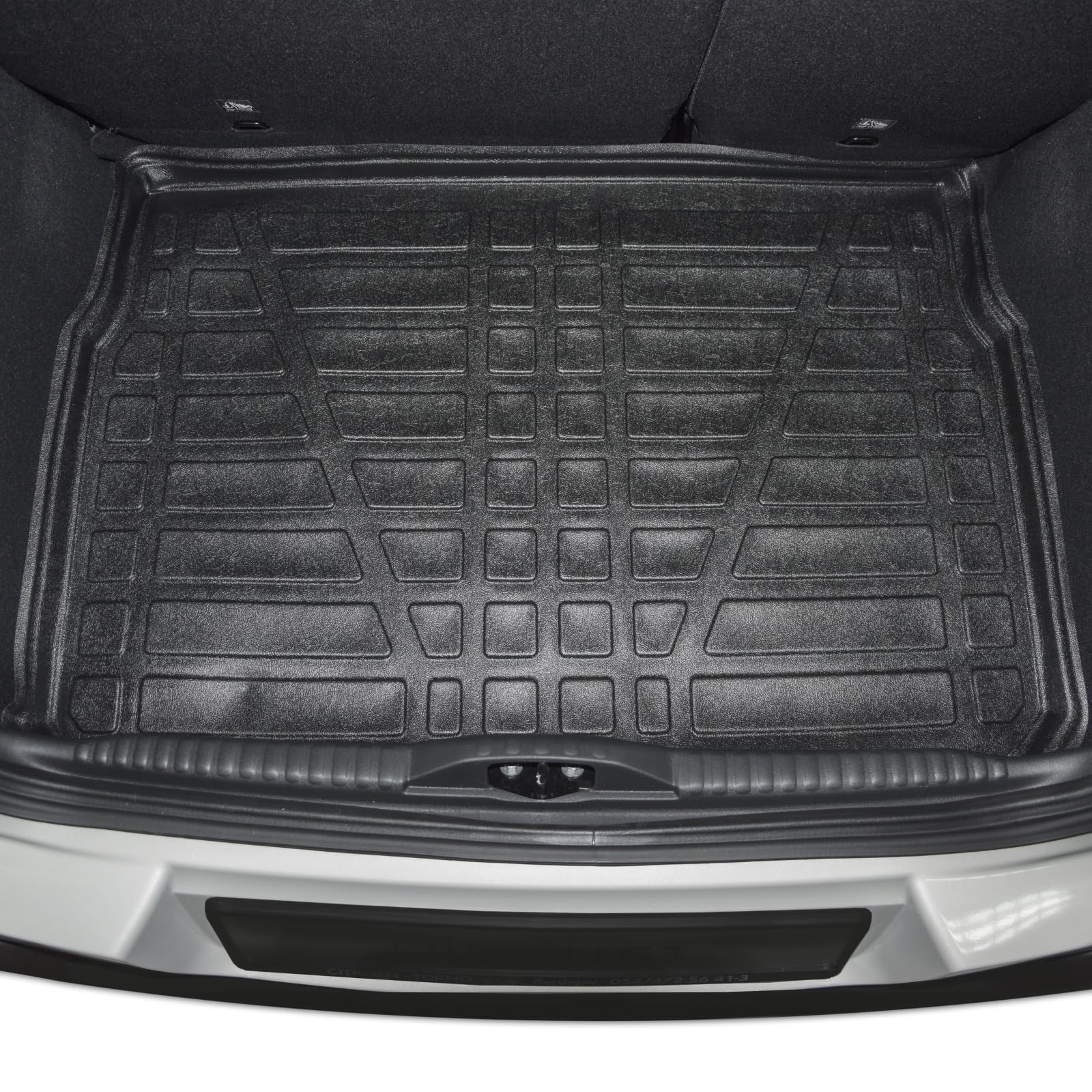 SCOUTT Tapis De Coffre sur Mesure pour Citroen C3 2016-2023, Noir, Antidérapant, Bord Haut, Toutes Saisons