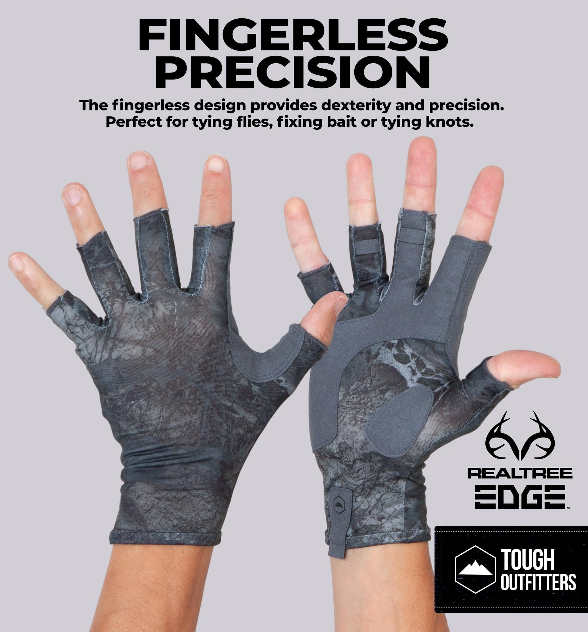 Tough Outdoors UV Fishing Gloves - Fingerless, Kayaking & Sailing - UPF 50+ Sun Protection