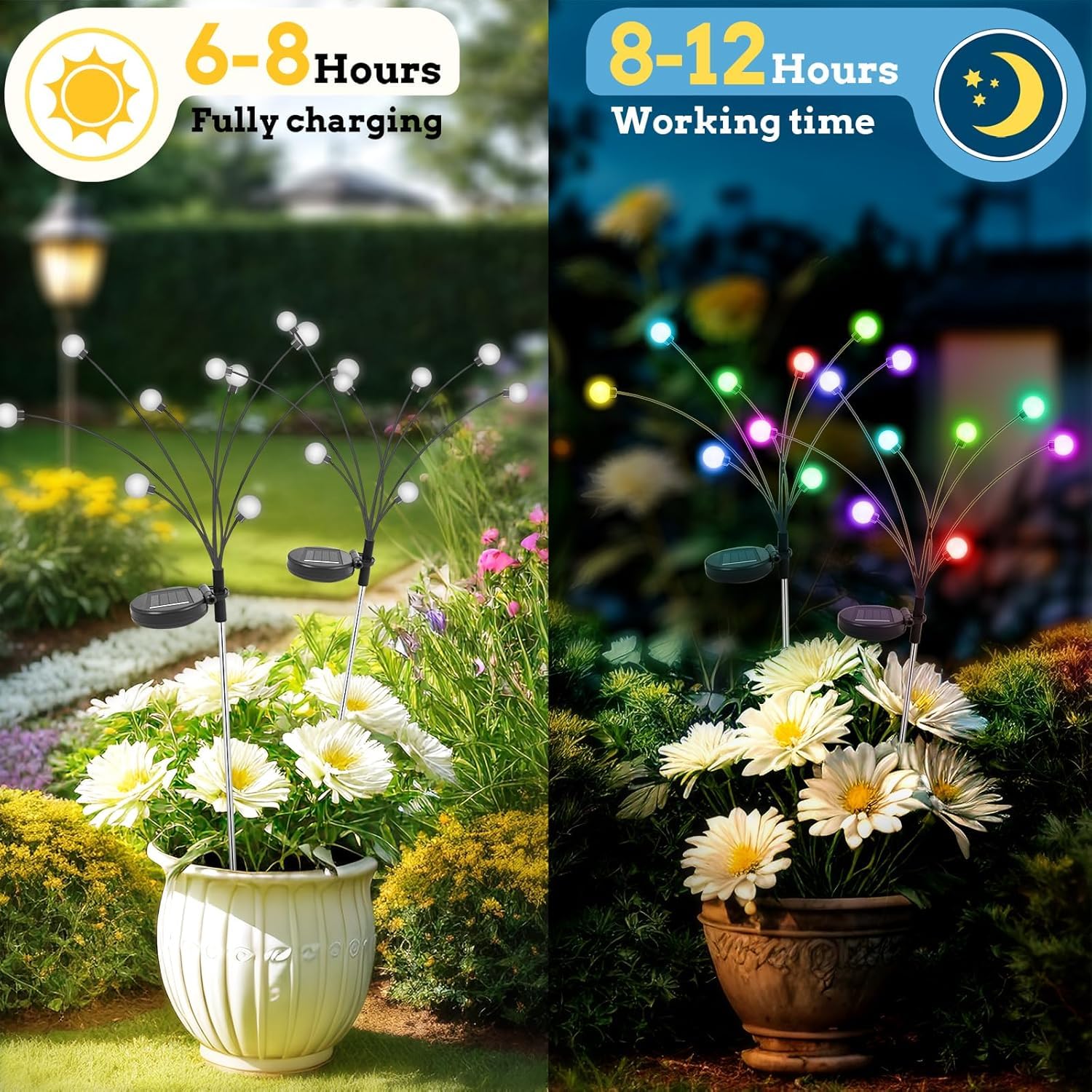 Luces Solares de Luciérnaga, Luz Solar Exterior Jardin, LED Lámparas Luciérnagas, Impermeable Luces para Patio, Lámparas Solares para Exterior y Jardin