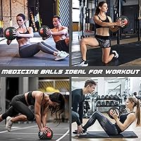 Vista 6 de Slam Ball - Pelotas medicinales con peso de 8 libras para ejercicio y entrenamiento, fuerza, cardio, entrenamiento cruzado y entrenamientos básicos