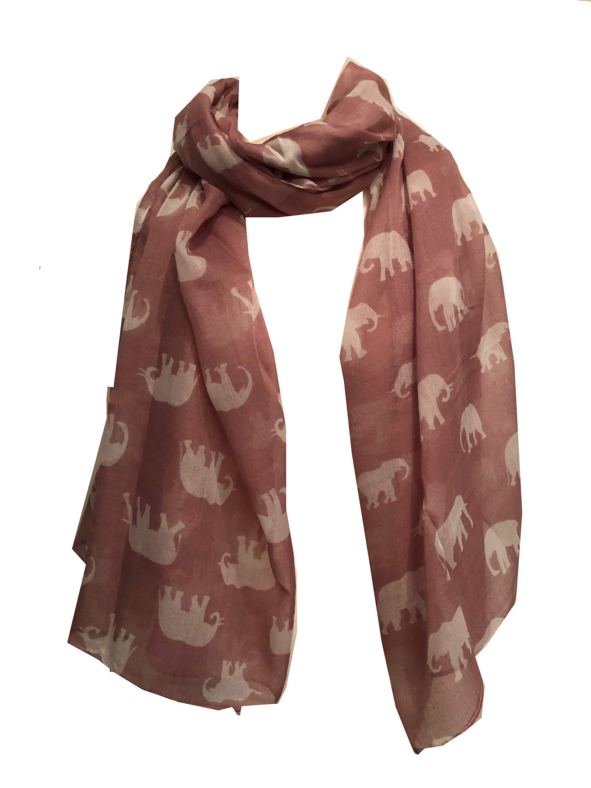 Pamper Yourself Now Women's Pink With White Elephant Animal Print Scarf Great Gift/Present. (Pink With White)