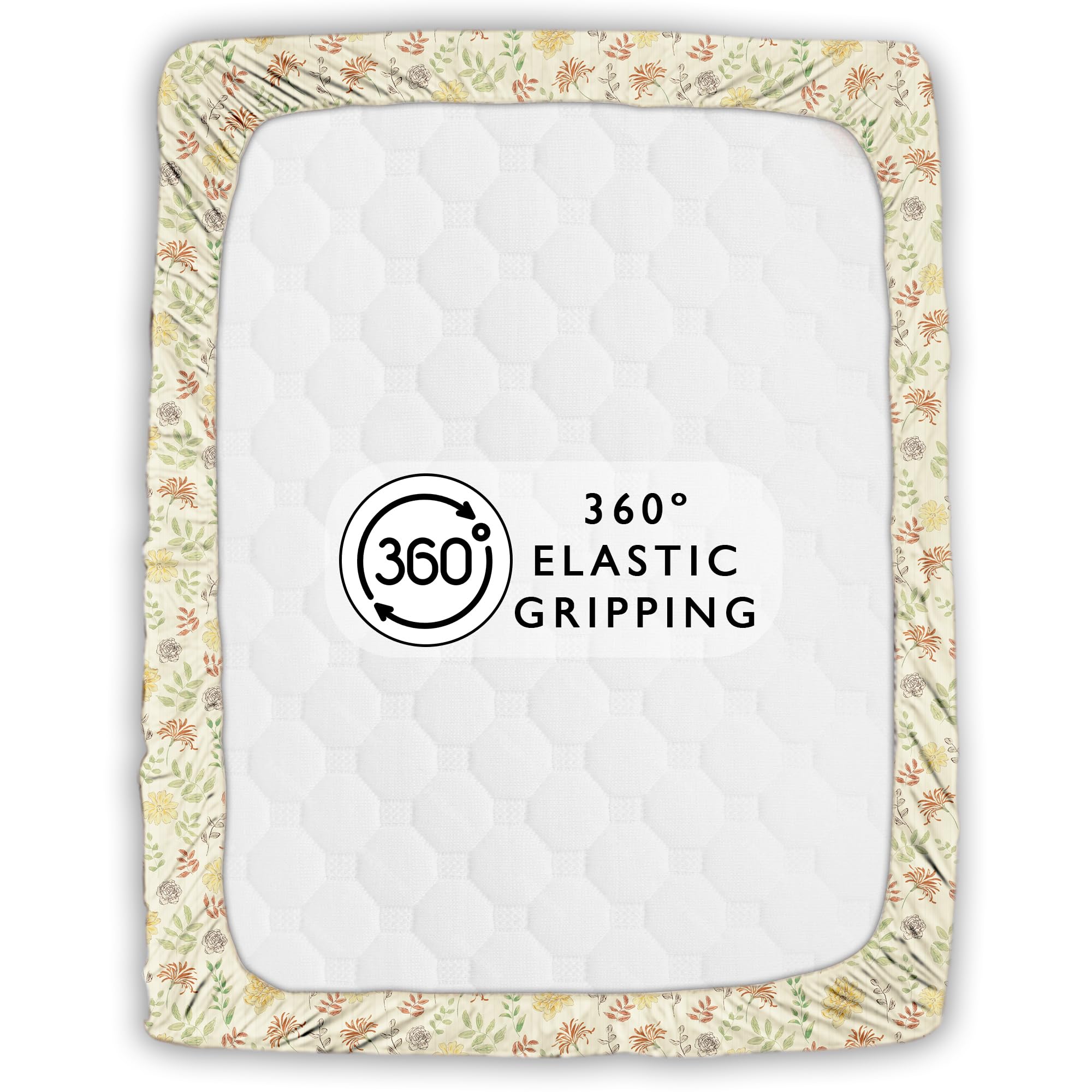 Cloud Cotton Fitted Bedsheet - White & Yellow -6