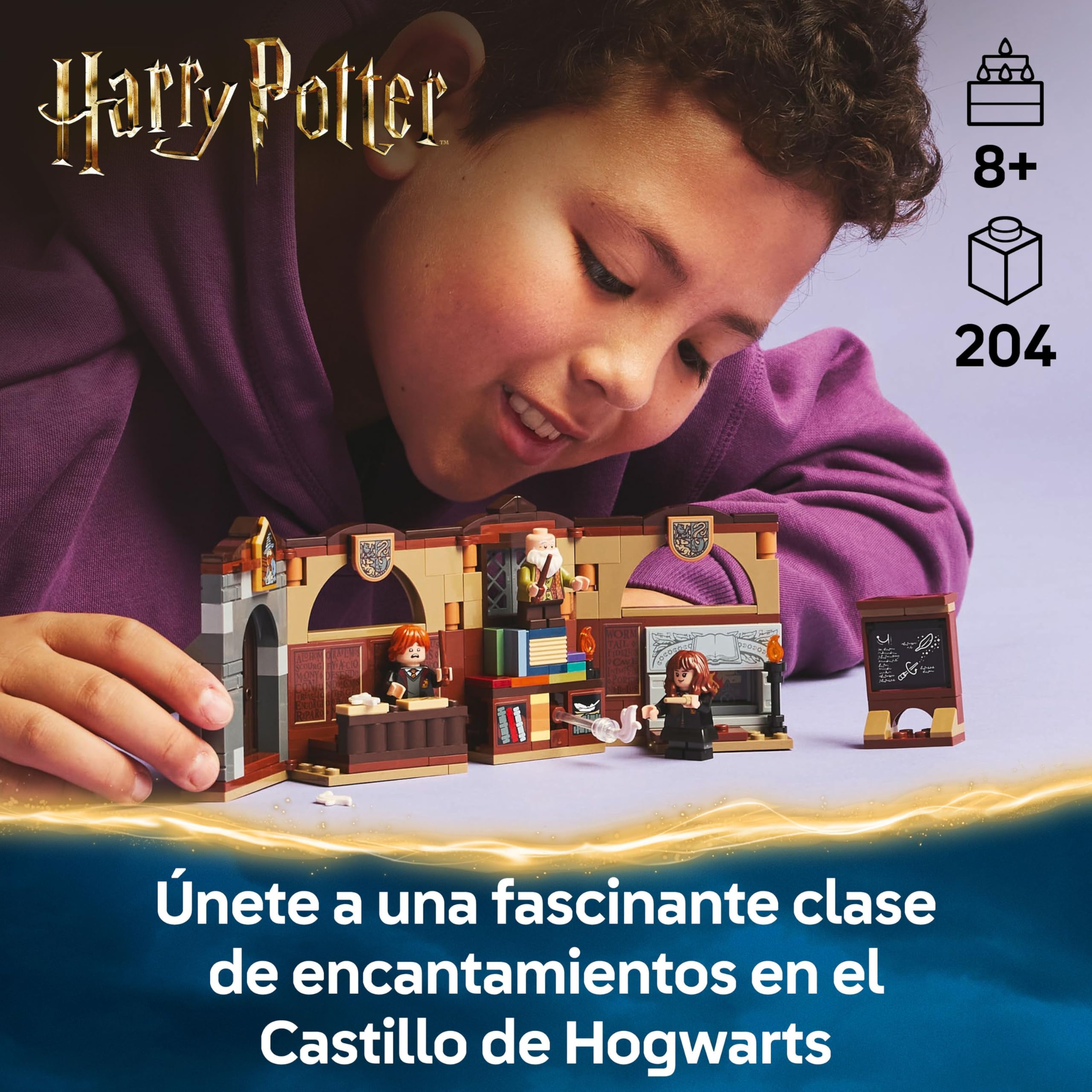 LEGO Harry Potter Castillo de Hogwarts: Clase de Encantamientos Juguete de Película La Piedra Filosofal, Minifiguras de Ron Weasley y Hermione Granger, Regalo para Niñas y Niños de 8 Años o Más 76442 — view 3