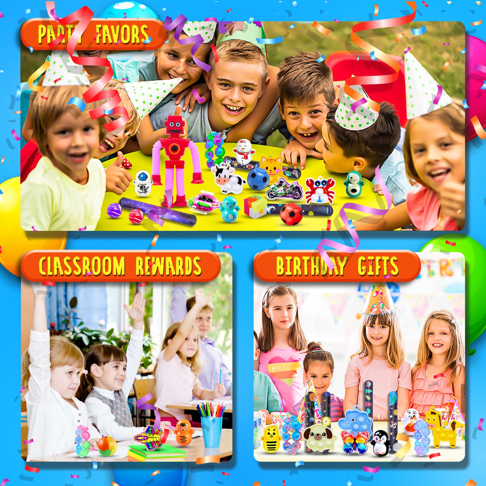 100Pcs Party Favors Gifts for Kids Adults, Fidget Toys Pack
