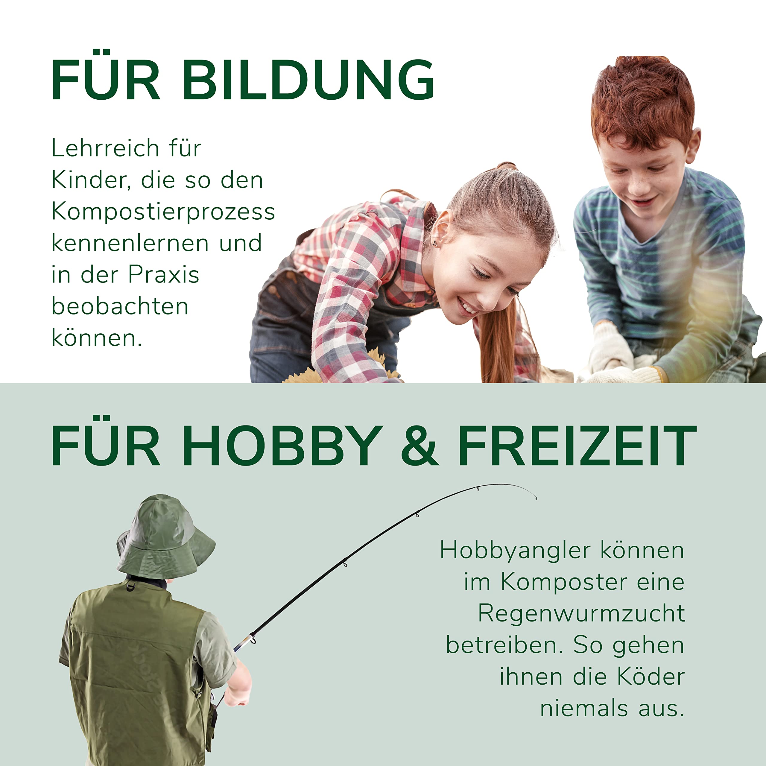 Design-KOMPOSTER - WURMKOMPOSTER - KOMPLETT-Set mit 1000 KOMPOSTWÜRMERN & Zubehör I Jetzt Küchenabfälle kinderleicht in Pflanzen-Dünger umwandeln I Wurmkiste - Wurmfarm für Küche, Balkon und Garten
