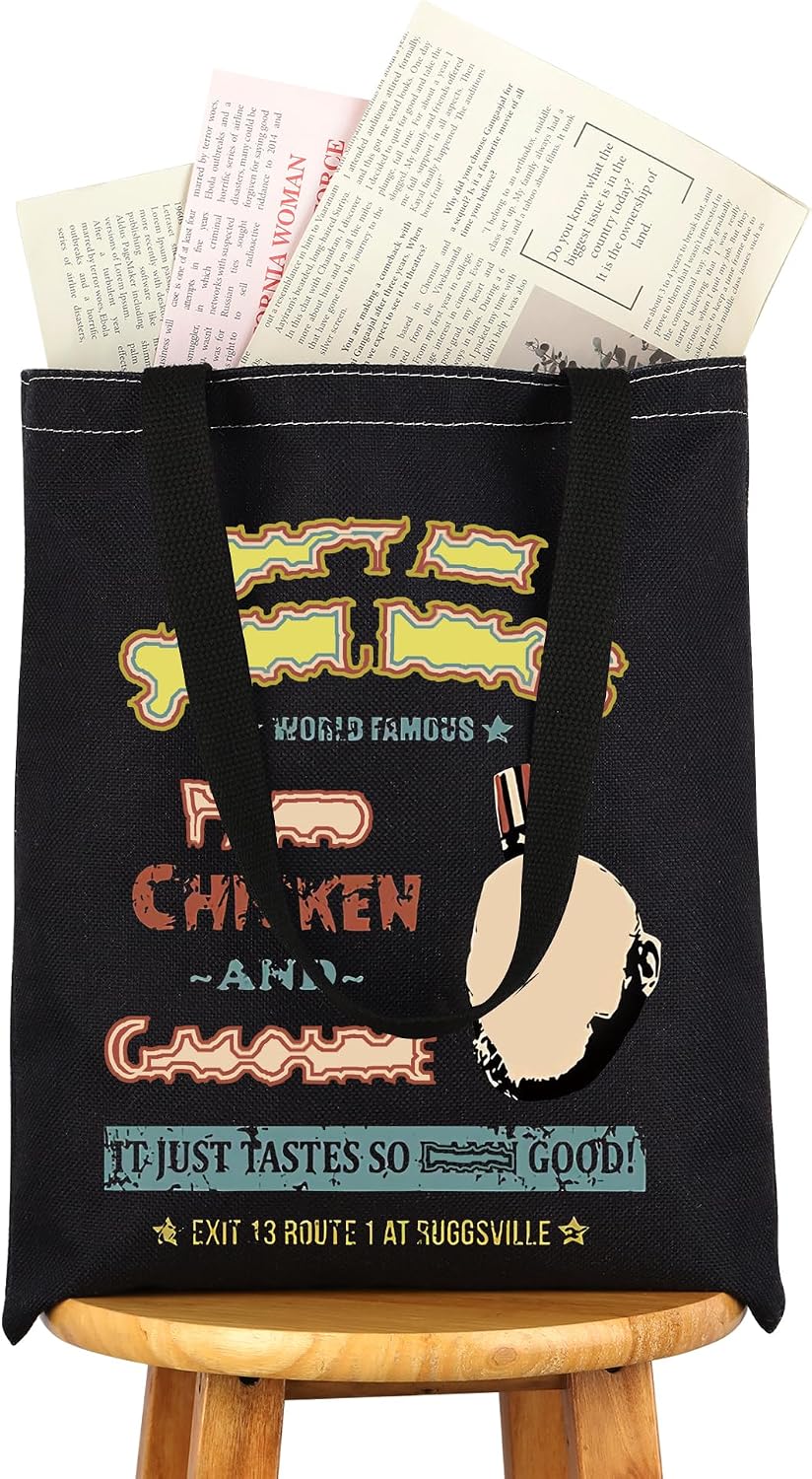 TOBGBE Fried Chicken And Gasoline Reusable Bag Horror Movie Gift Captain Spaulding Tote Bag Scary Clown Gift For Horror Lovers (Chicken TOTE)