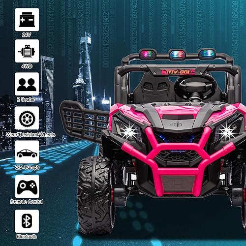 Miniatura 3 de 4x4 2 plazas Ride On Buggy 24V paseo en juguetes con control remoto alimentado por batería para niños vehículos todo terreno lado a lado UTV con