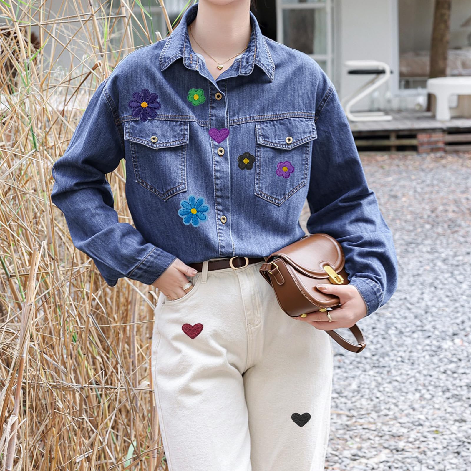 Keboyoe 46 PCS Patch Thermocollant Fleurs Vetement, Patch Fleur De Marguerite 180560